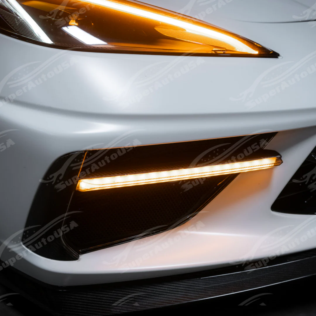 2020+ Chevrolet Corvette C8 - Carbon Fiber Sequential LED DRL Light Bar Bezel Insert - Image 12