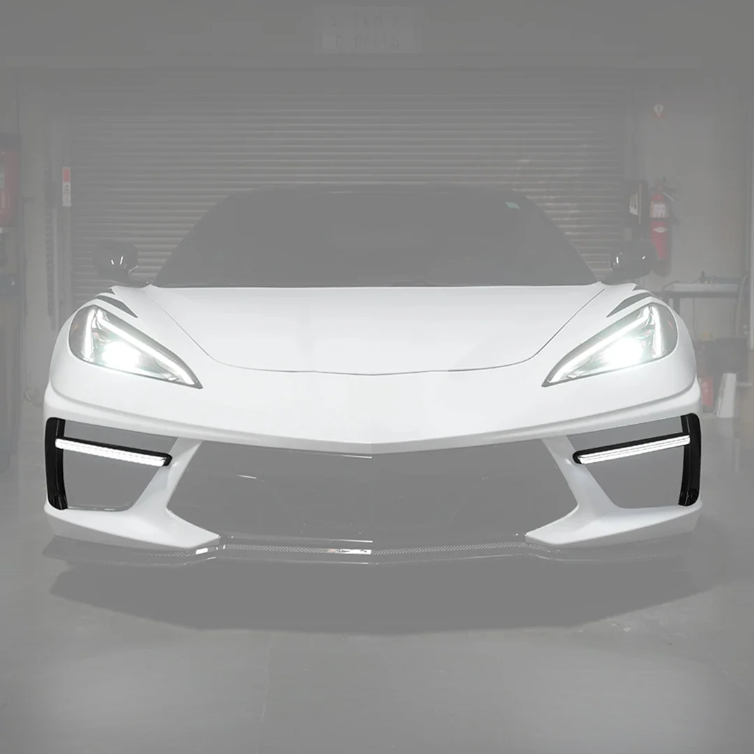 2020+ Chevrolet Corvette C8 - Carbon Fiber Sequential LED DRL Light Bar Bezel Insert - Image 2
