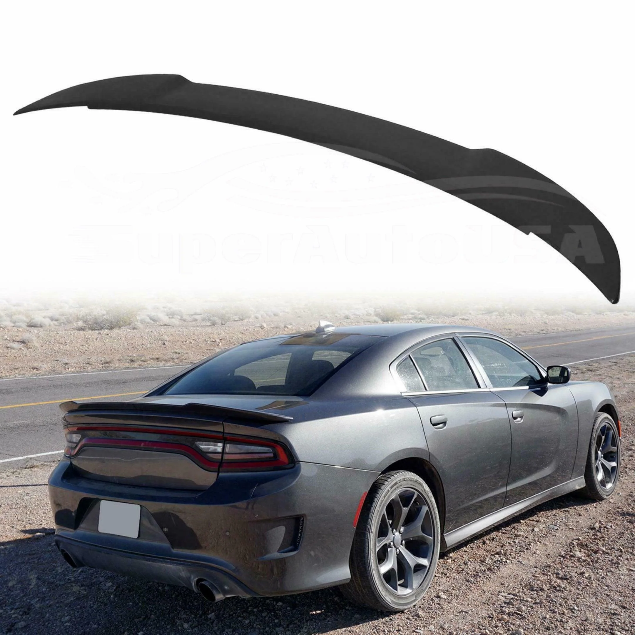 Fits 2011-2023 Dodge Charger Hellcat SRT Rear Spoiler Wing (Unpainted / Matte Black) - Image 2
