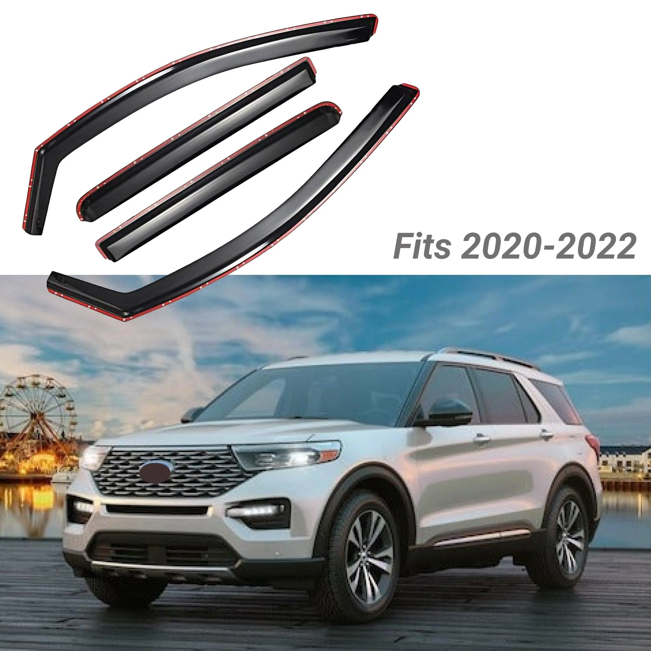 Fit 2020-2024 Ford Explorer In-Channel Vent Window Visors Rain Guard Deflectors - Image 2