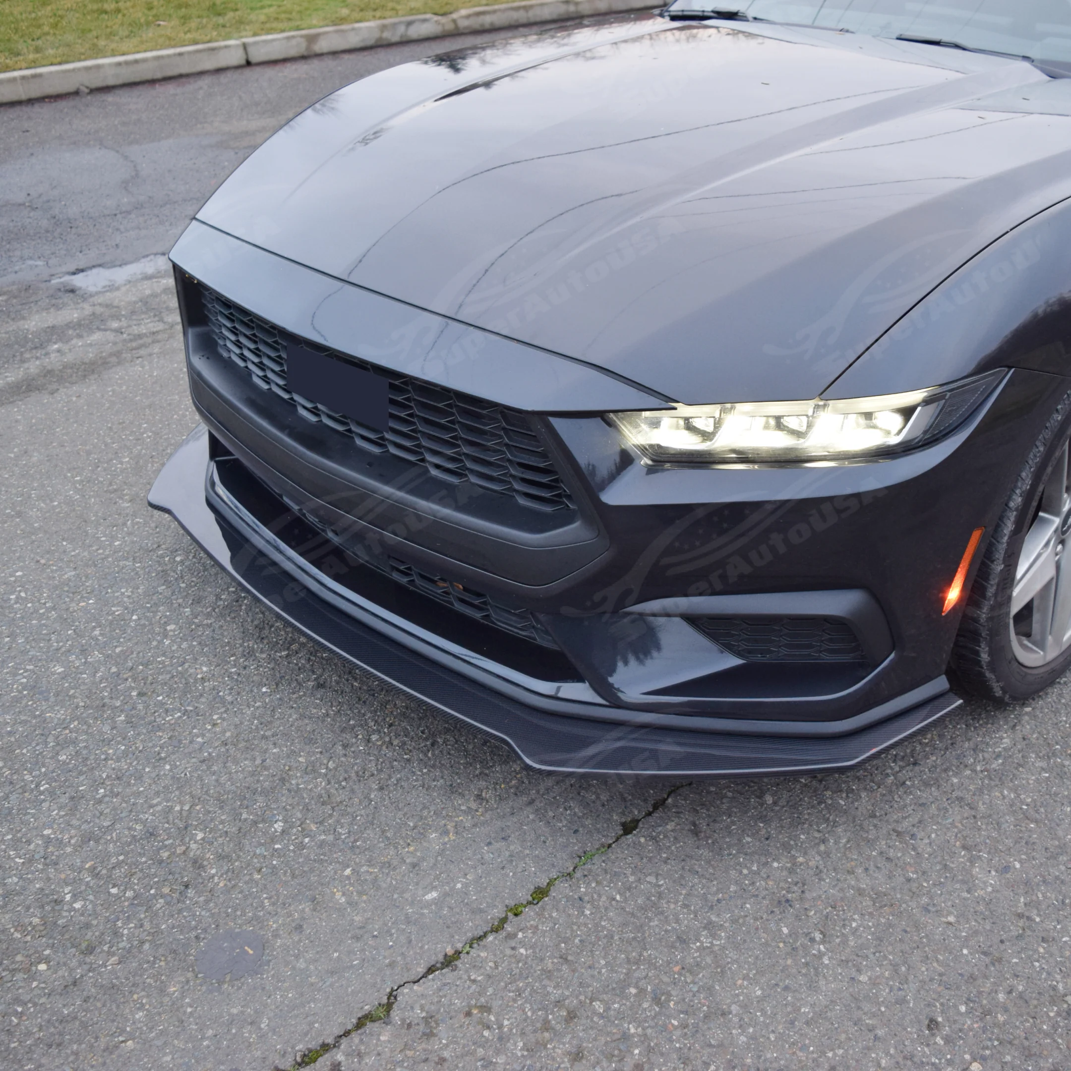 Fits Ford Mustang 2024-2025 Real Carbon Fiber Front Splitter Lip Spoiler (1pc) - Image 10