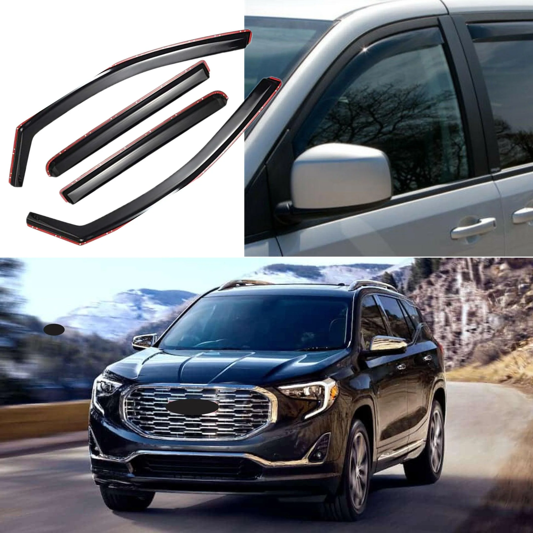 Fits 2018-2022 GMC Terrain In-Channel Vent Window Visors Rain Sun Wind Guards Shade Deflectors