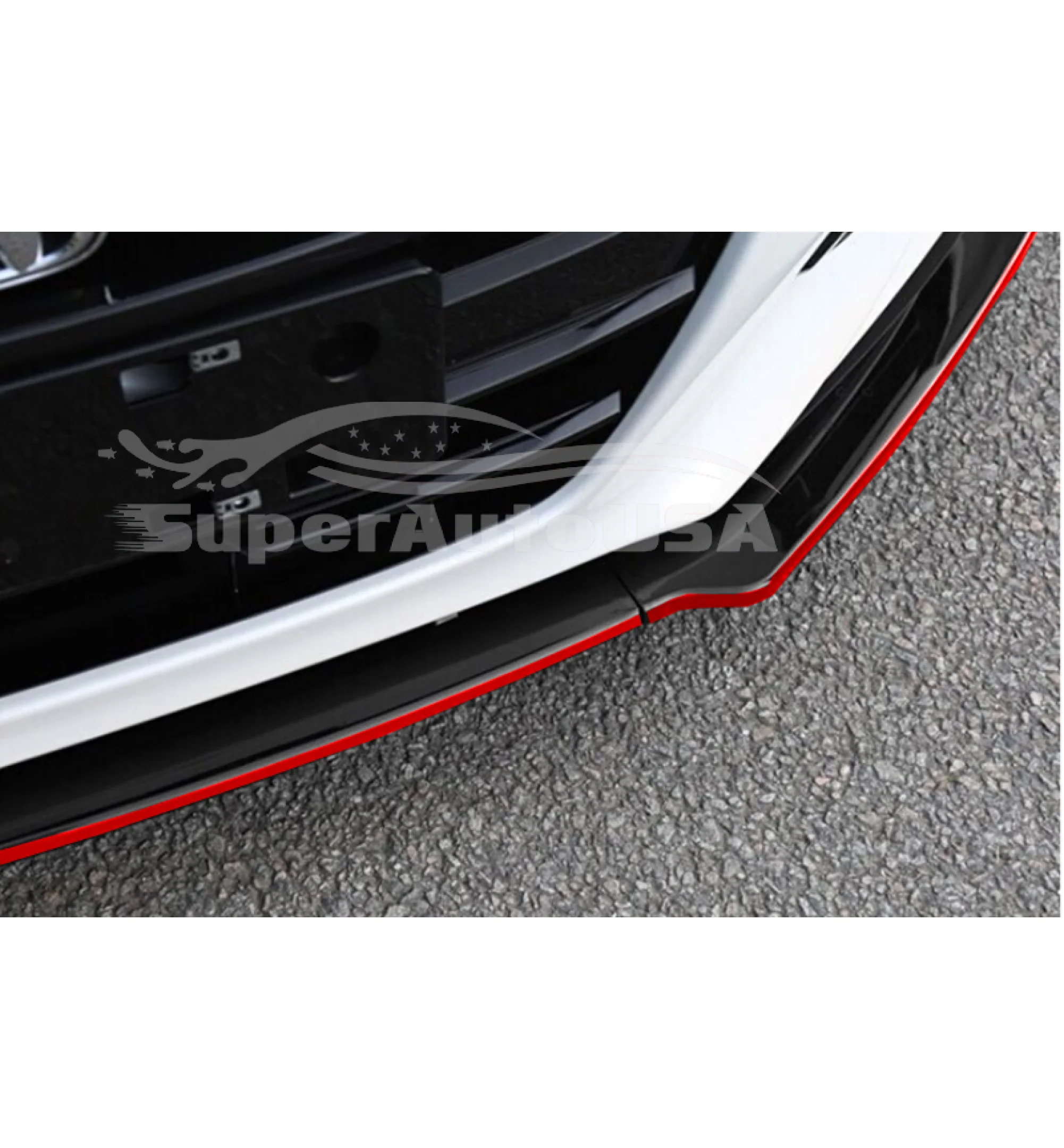 Fits 2013-2017 Honda Accord Front Bumper Lip Spoiler (Gloss Black with Red Trim) - Image 3