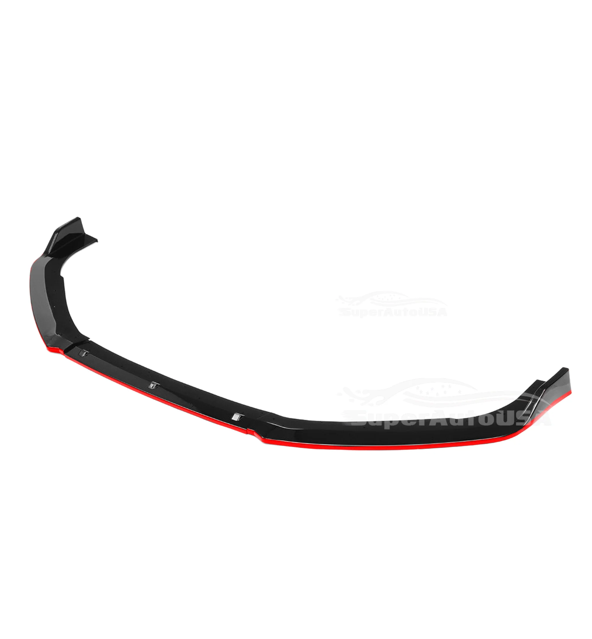 Fits 2013-2017 Honda Accord Front Bumper Lip Spoiler (Gloss Black with Red Trim) - Image 5