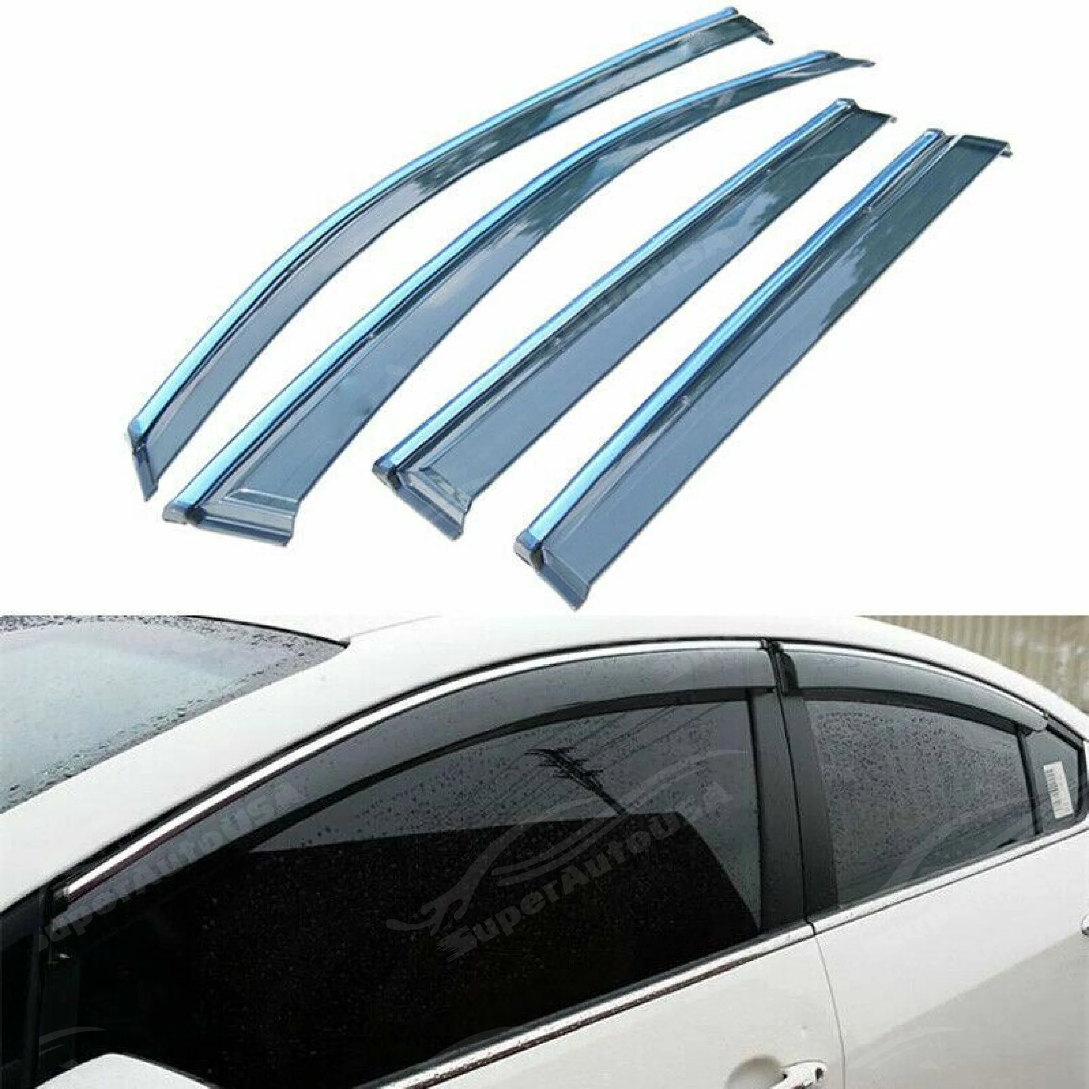 Fits Honda Accord 2018-2022 Chrome Trim Side Window Guards Vented Wind Rain Visors - Image 6