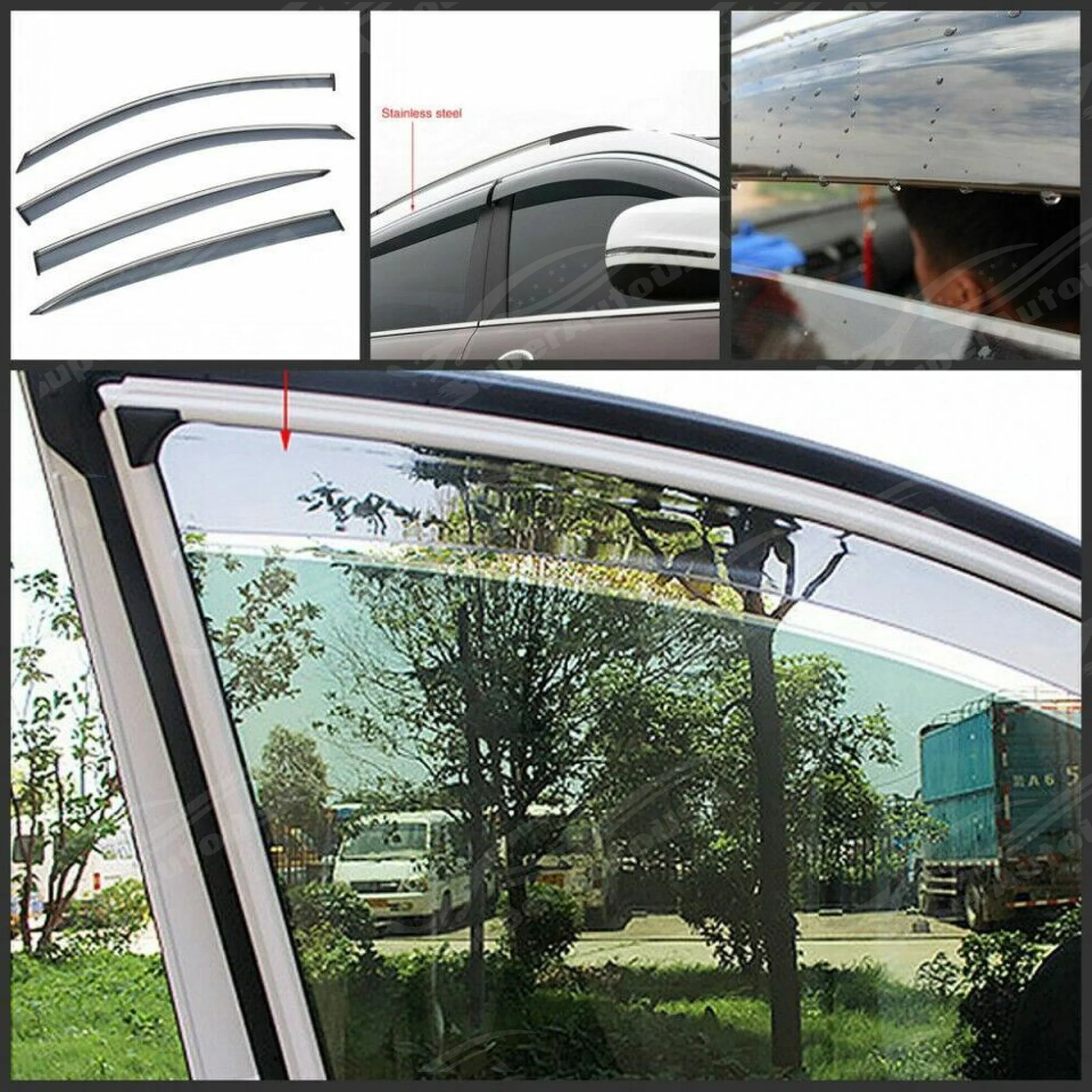 Fits Honda Accord 2018-2022 Chrome Trim Side Window Guards Vented Wind Rain Visors - Image 7