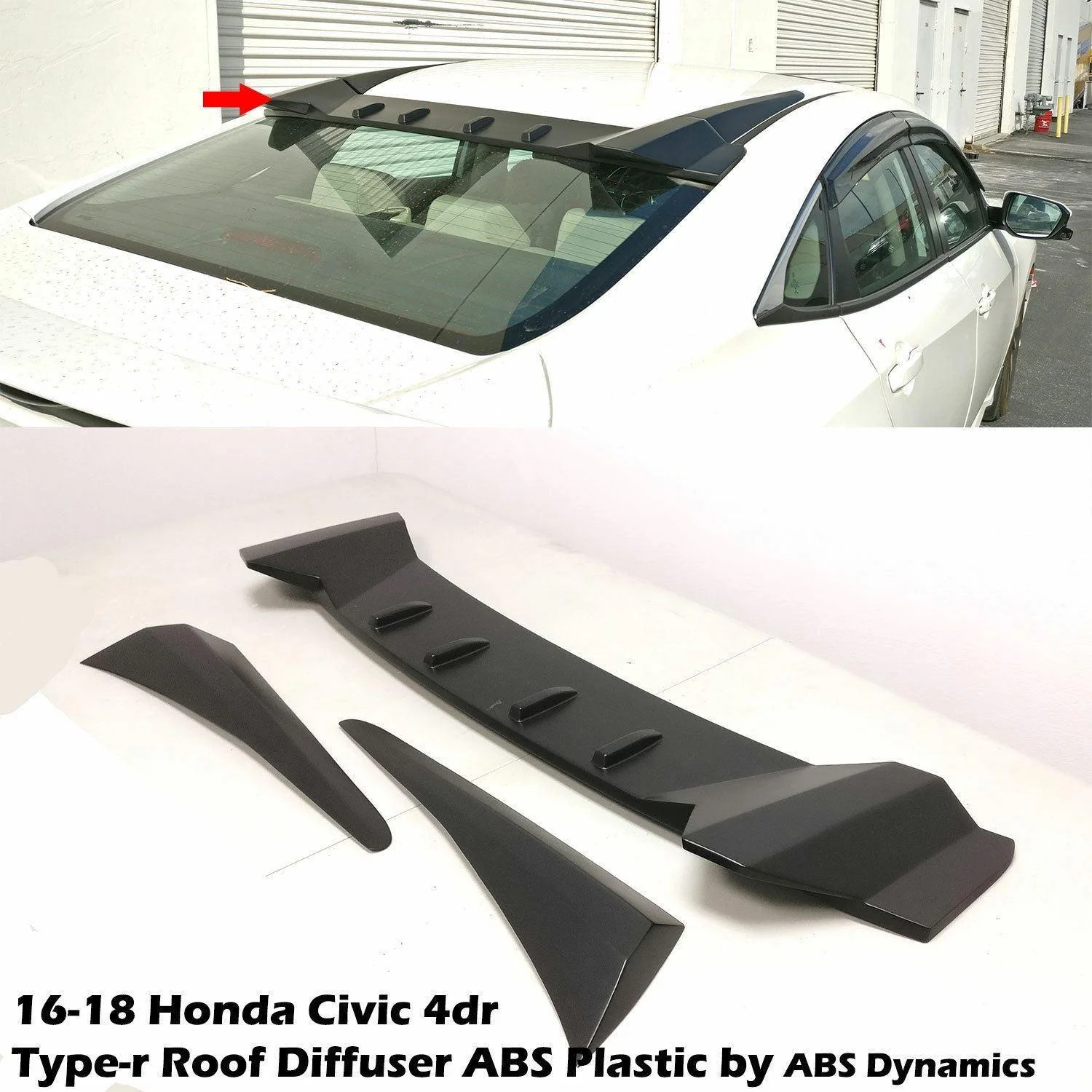 Fit 2016-2021 Honda CIVIC 10th Sedan Roof Vortex Generators (Gloss Black) - Image 4