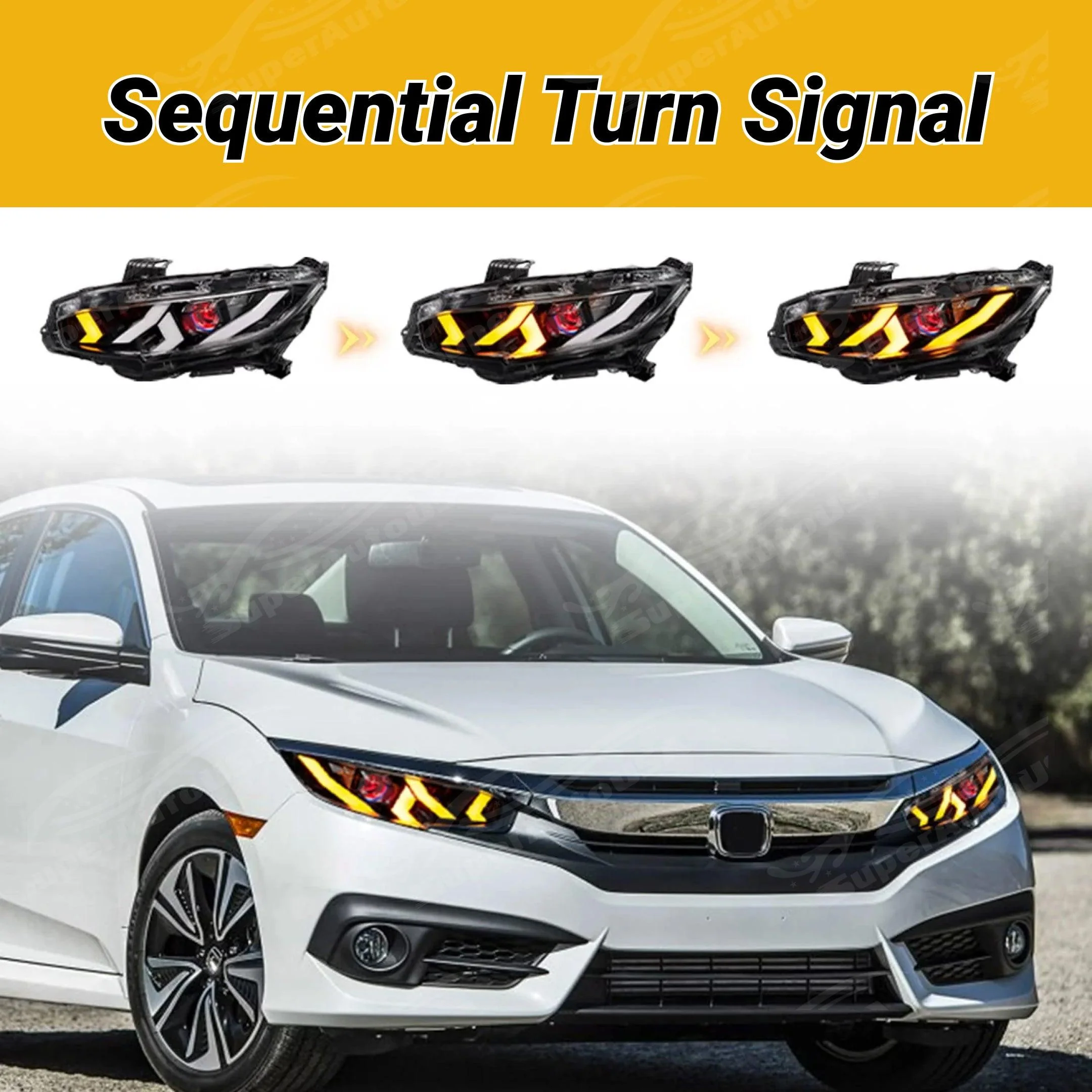 Fits Honda Civic 2016-2021 Demon Eye Head Light Front Lamps Assembly - Image 5