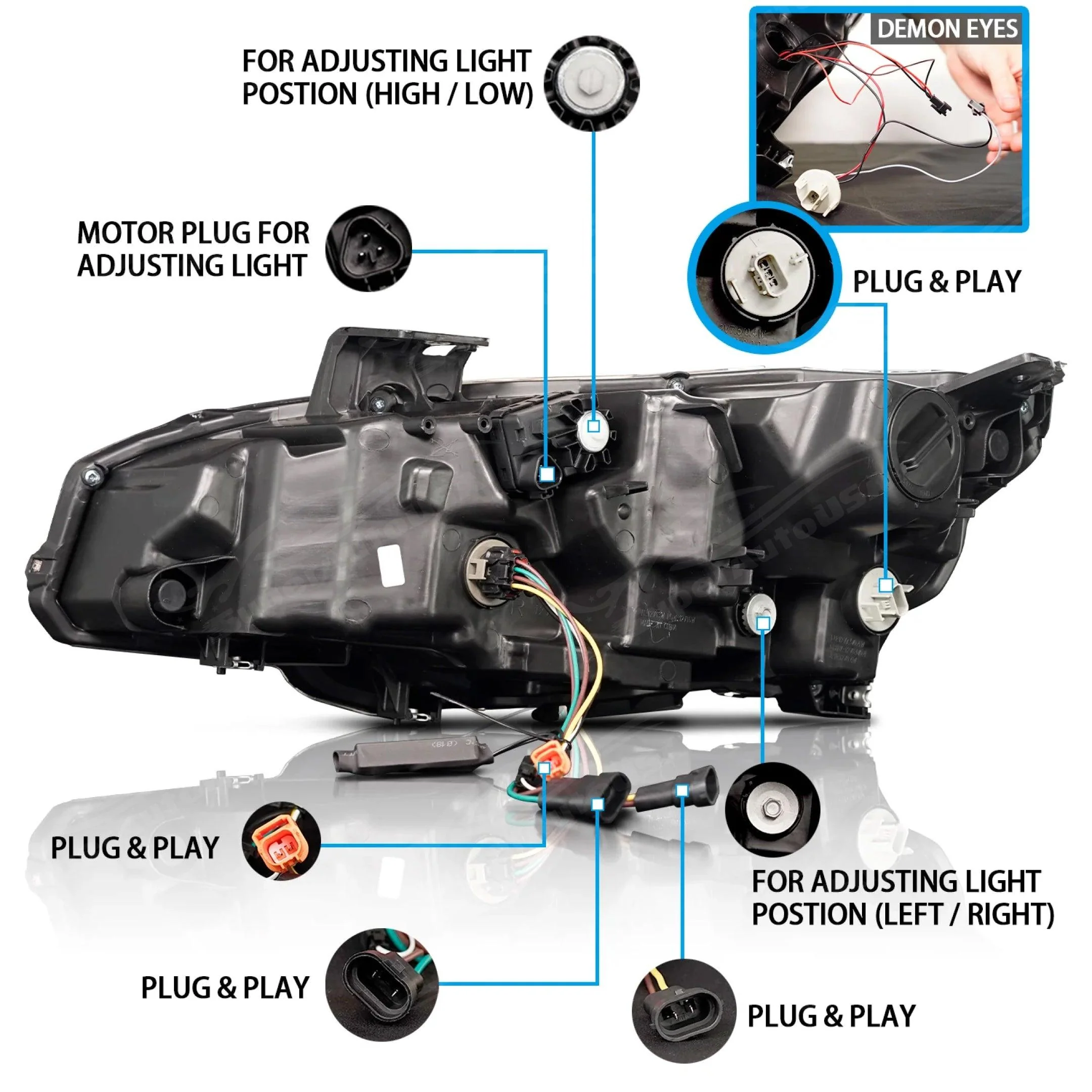 Fits Honda Civic 2016-2021 Demon Eye Head Light Front Lamps Assembly - Image 9