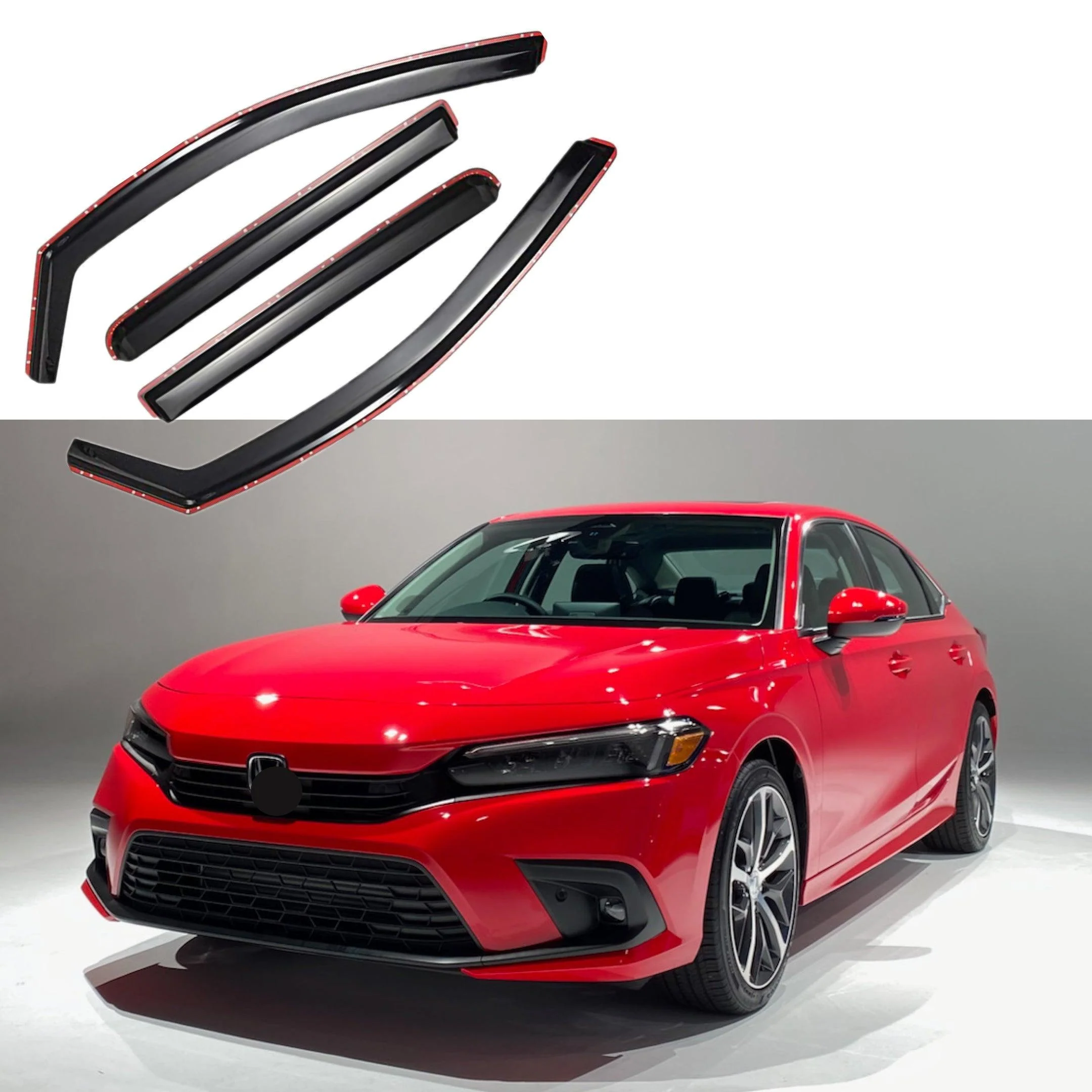 Fit 2022-24 Honda Civic Sedan In-Channel Vent Window Visors Rain Sun Wind Guards Shade Deflectors