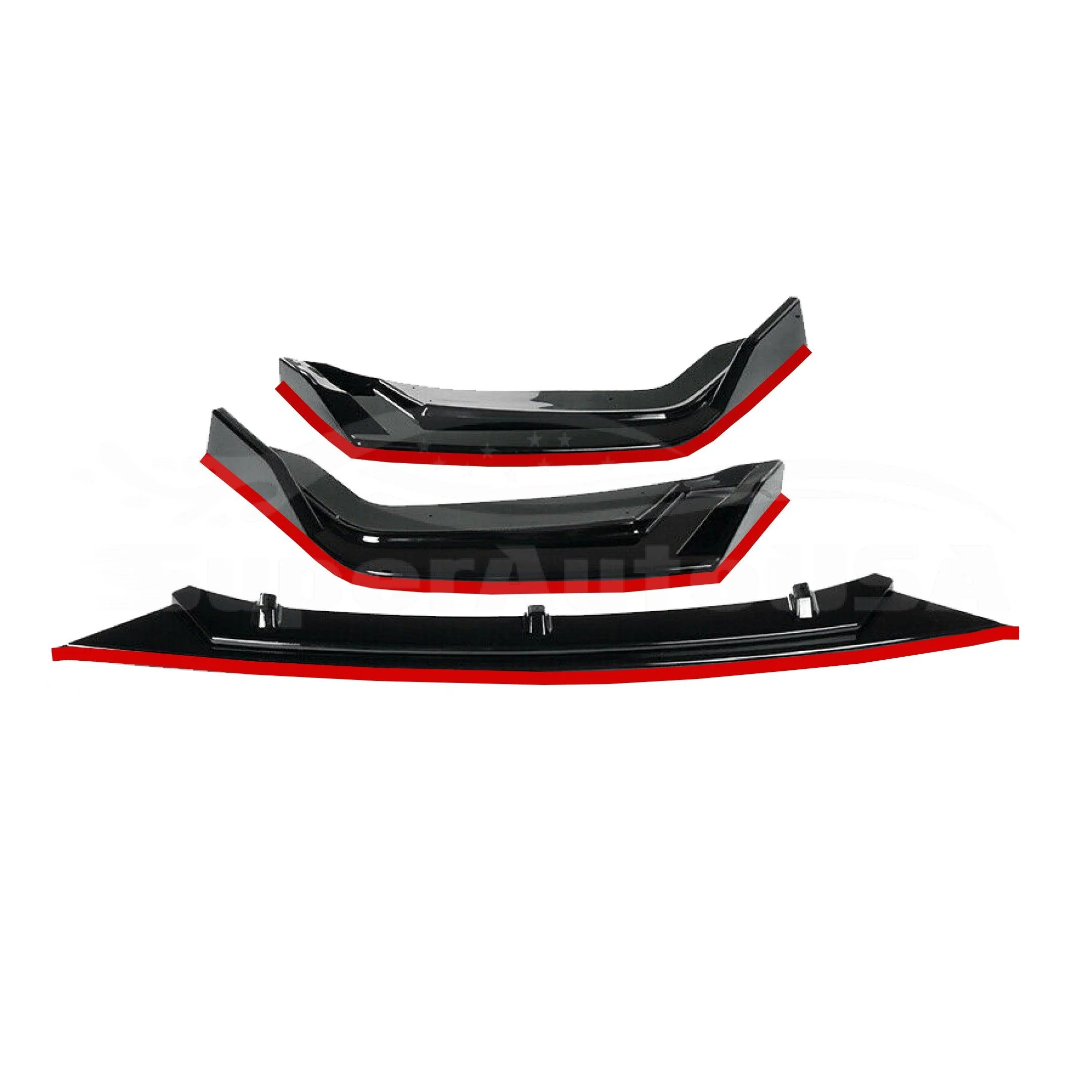 Fits 2017-2021 Honda CIVIC Hatchback Si Red Trim Performance Front Bumper Lip - Image 3