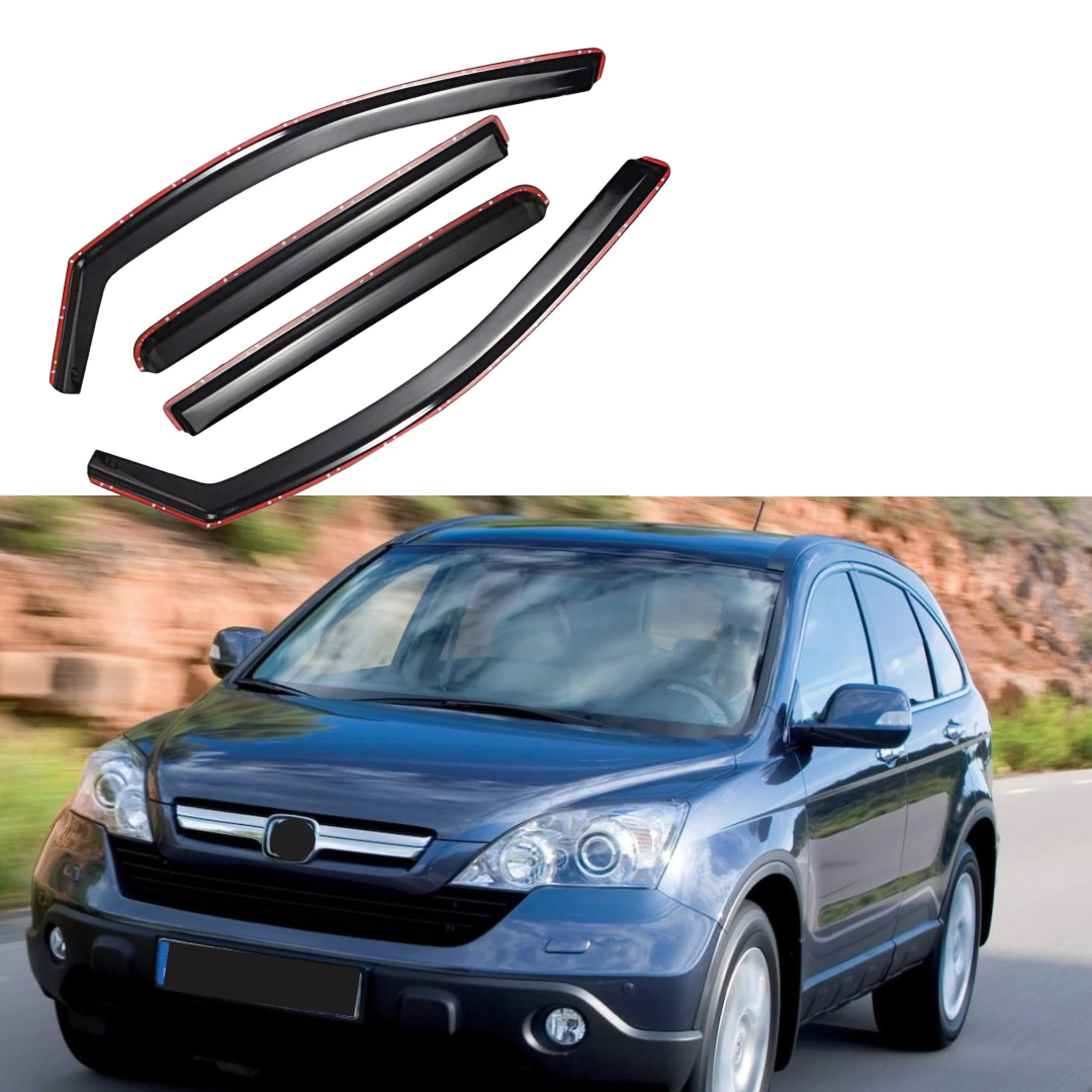 Fit 2007-2011 Honda CRV In-Channel Vent Window Visors Rain Sun Wind Guards Shade Deflectors