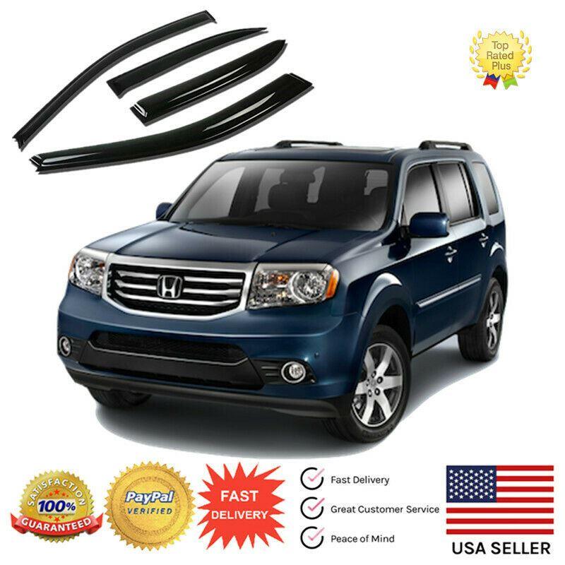 Fit 2009-2015 Honda Pilot Out-Channel Vent Window Visors Rain Sun Wind Guards Shade Deflectors - Image 4