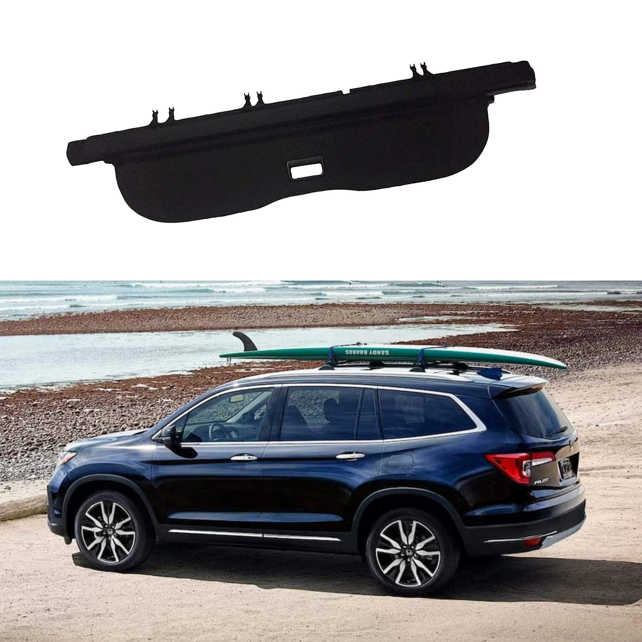 Fits 2016-2023 Honda Pilot Luggage Rear Trunk Retractable Tonneau Cargo Cover (Black)