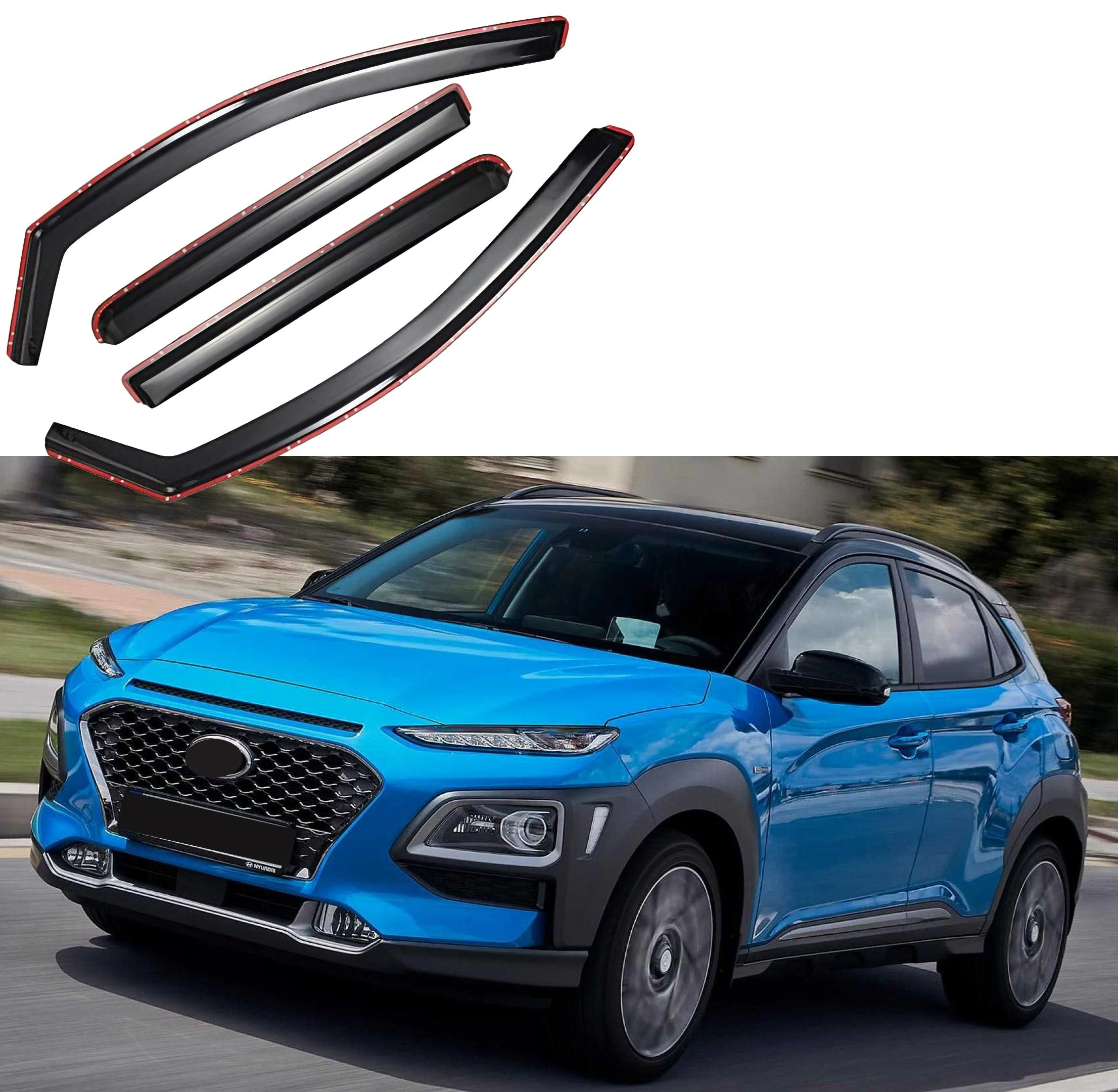 For Hyundai Kona 2018-2023 In-Channel Window Visors Rain Guards Shade Deflectors