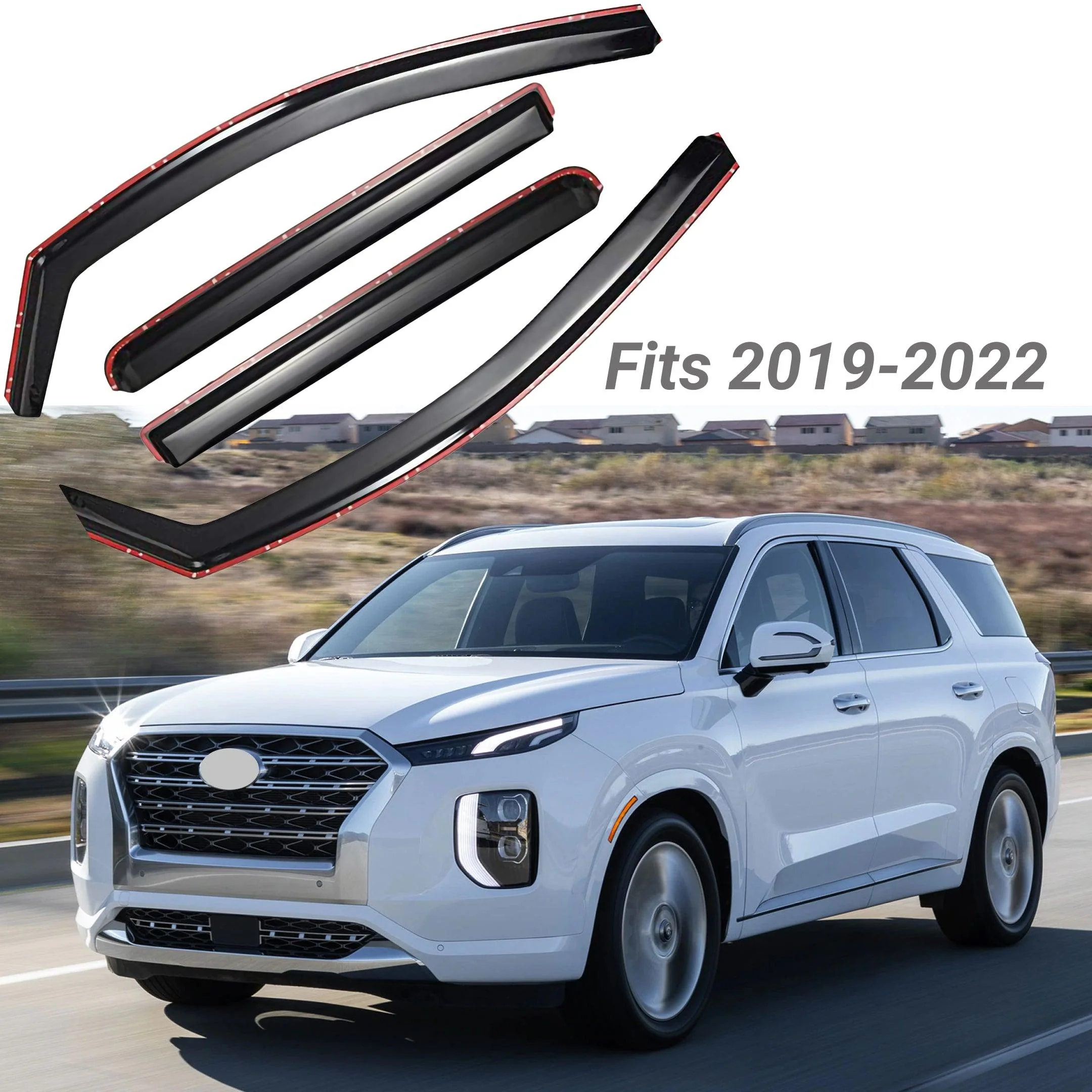 For Hyundai Palisade 2019-2025 In-Channel Vent Window Visors Rain Sun Wind Guards Shade Deflectors - Image 2