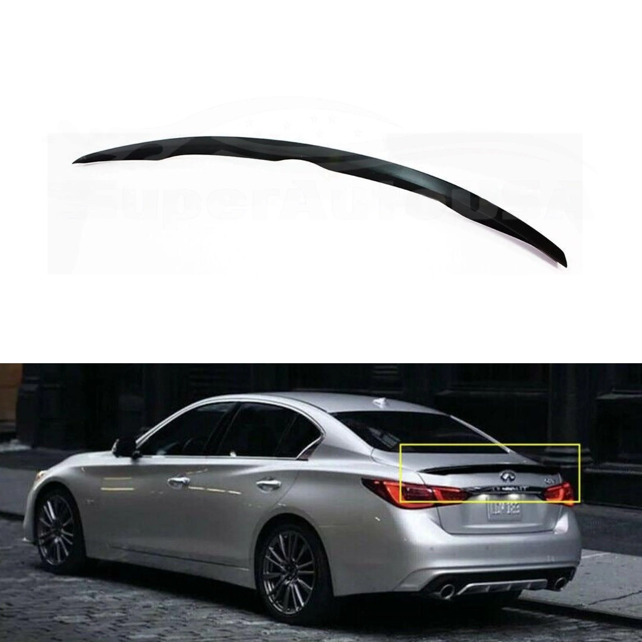 Fit 2014-2020 INFINITI Q50 Rear Trunk Spoiler Wing(Unpainted / Matte Black)