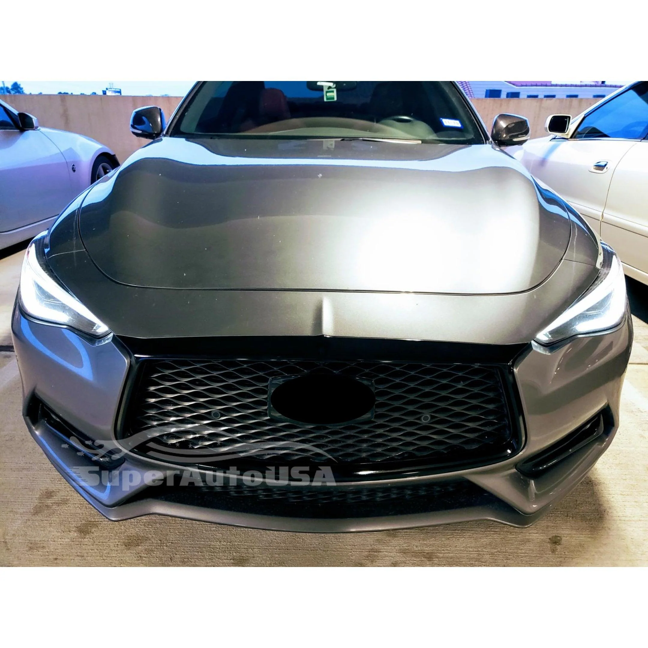 Fits 2017-2022 Q60 Front Grille Grill Outline Trim Frame Cover (Gloss Black) - Image 4