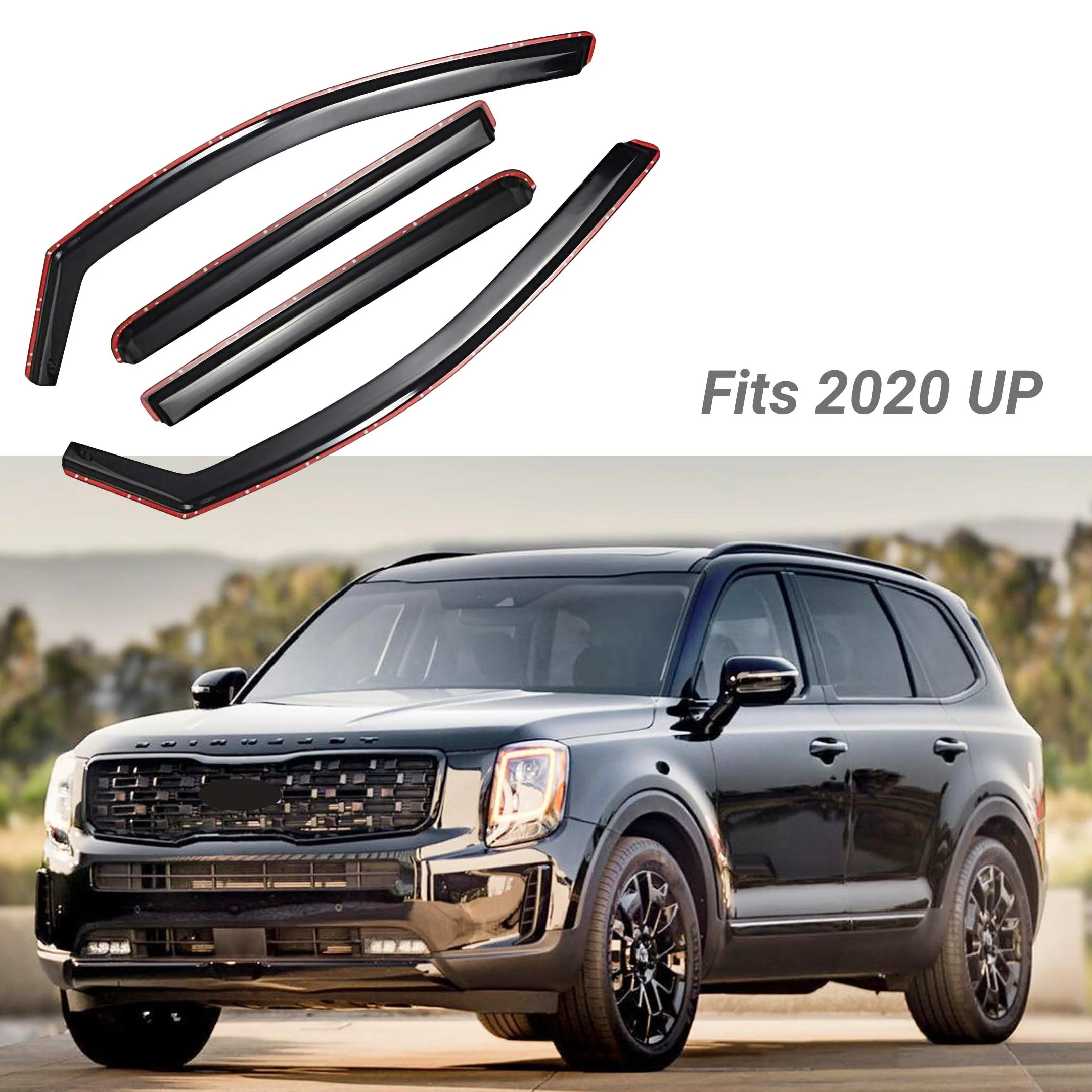 For Kia Telluride 2020-24 In-Channel Vent Window Visors Rain Sun Wind Guards Shade Deflectors - Image 2