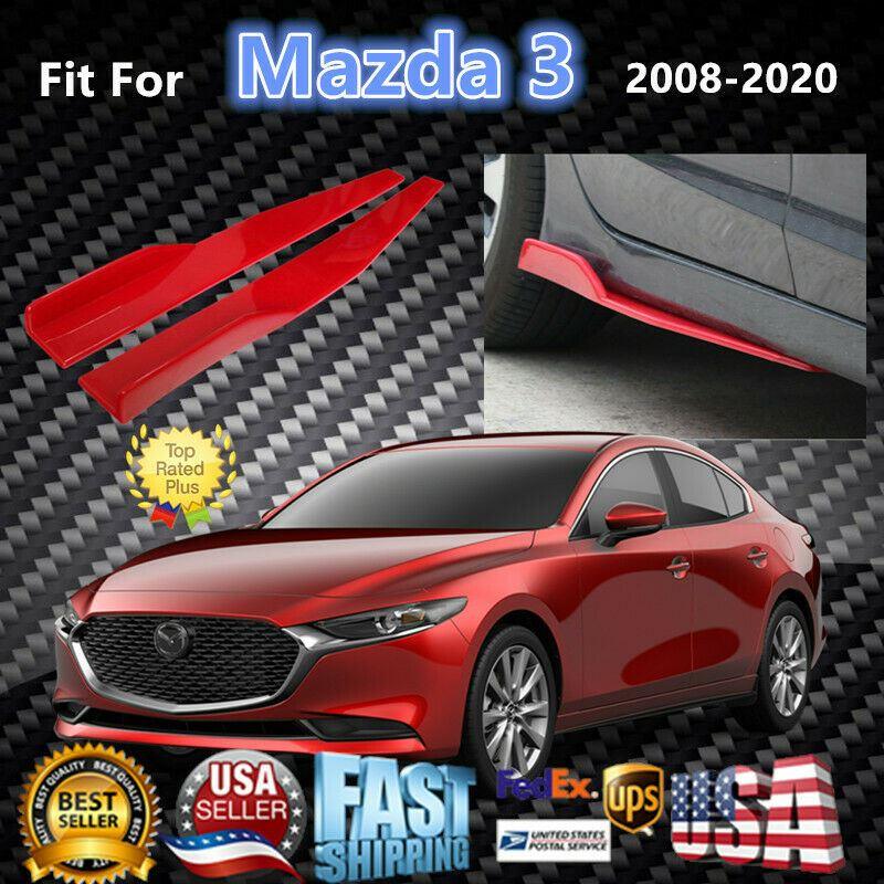 Fit 2008-2020 Mazda 3 Side Skirts Splitters Spoiler Diffuser Wings (Red) - Image 8