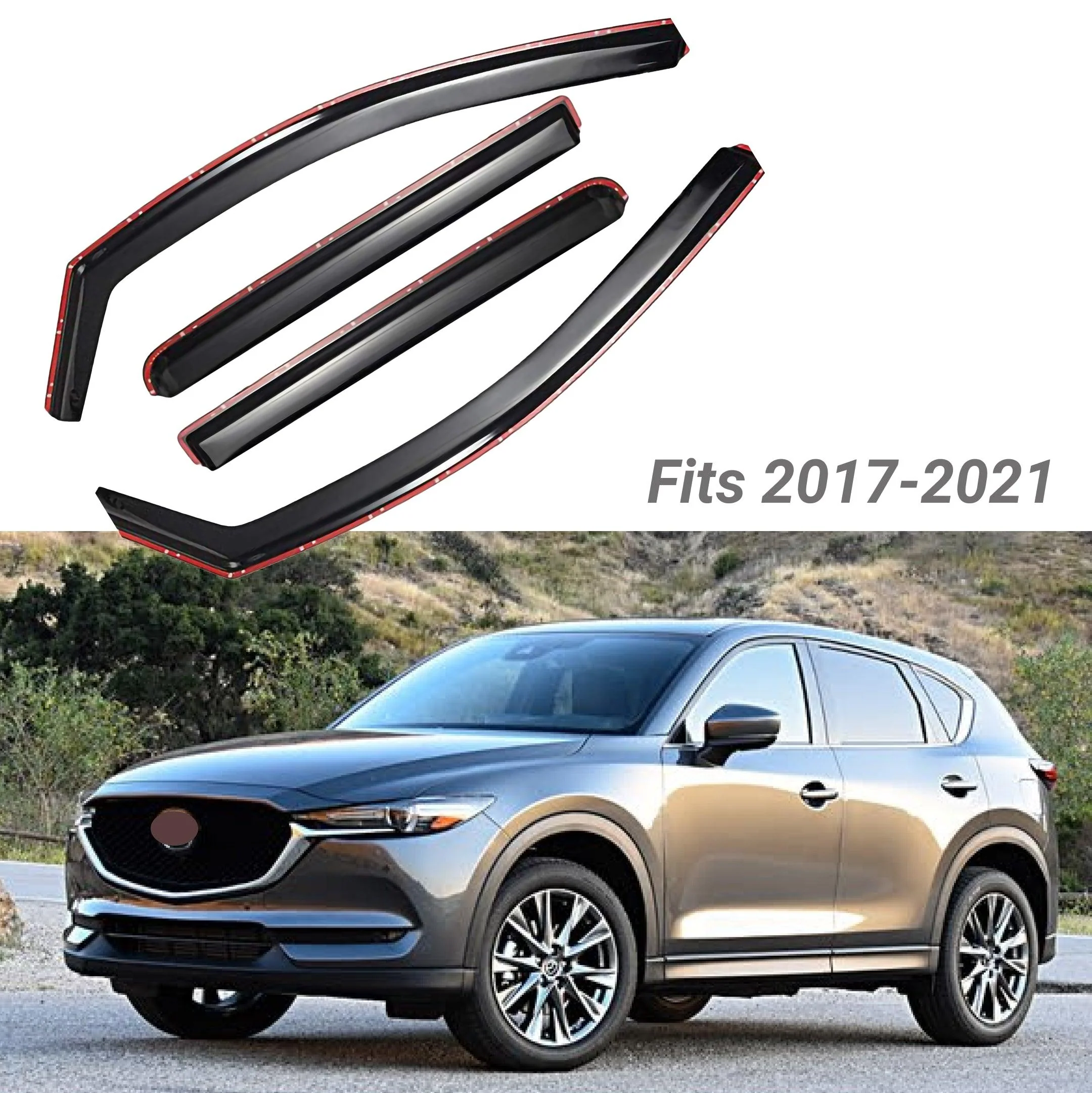 Fit 2017-2024 Mazda CX5 In-Channel Vent Window Visors Rain Sun Wind Guards Shade Deflectors - Image 2