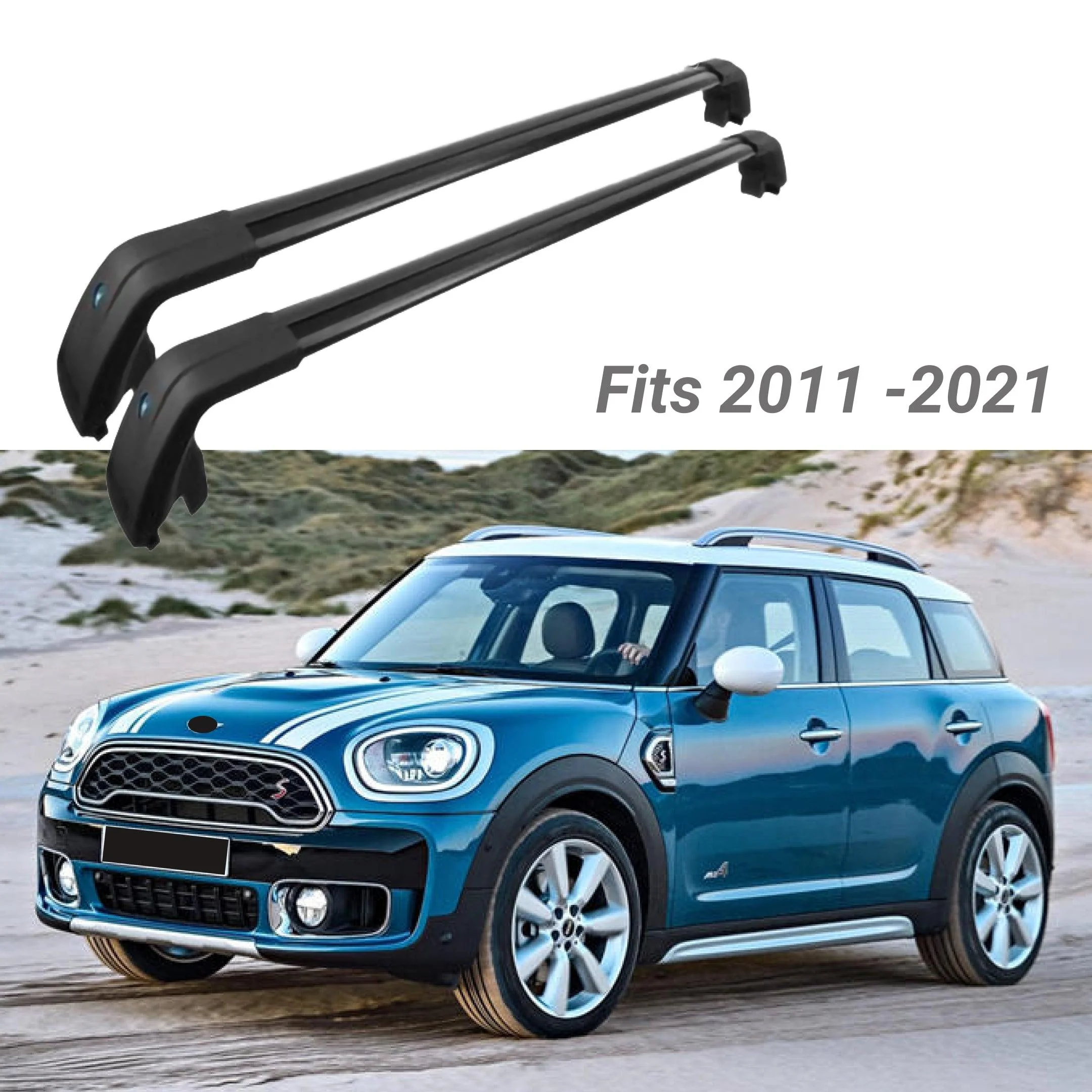 Fit 2011-2021 Mini Countryman Black Roof Rack Baggage Luggage Cross Bar Crossbar - Image 2