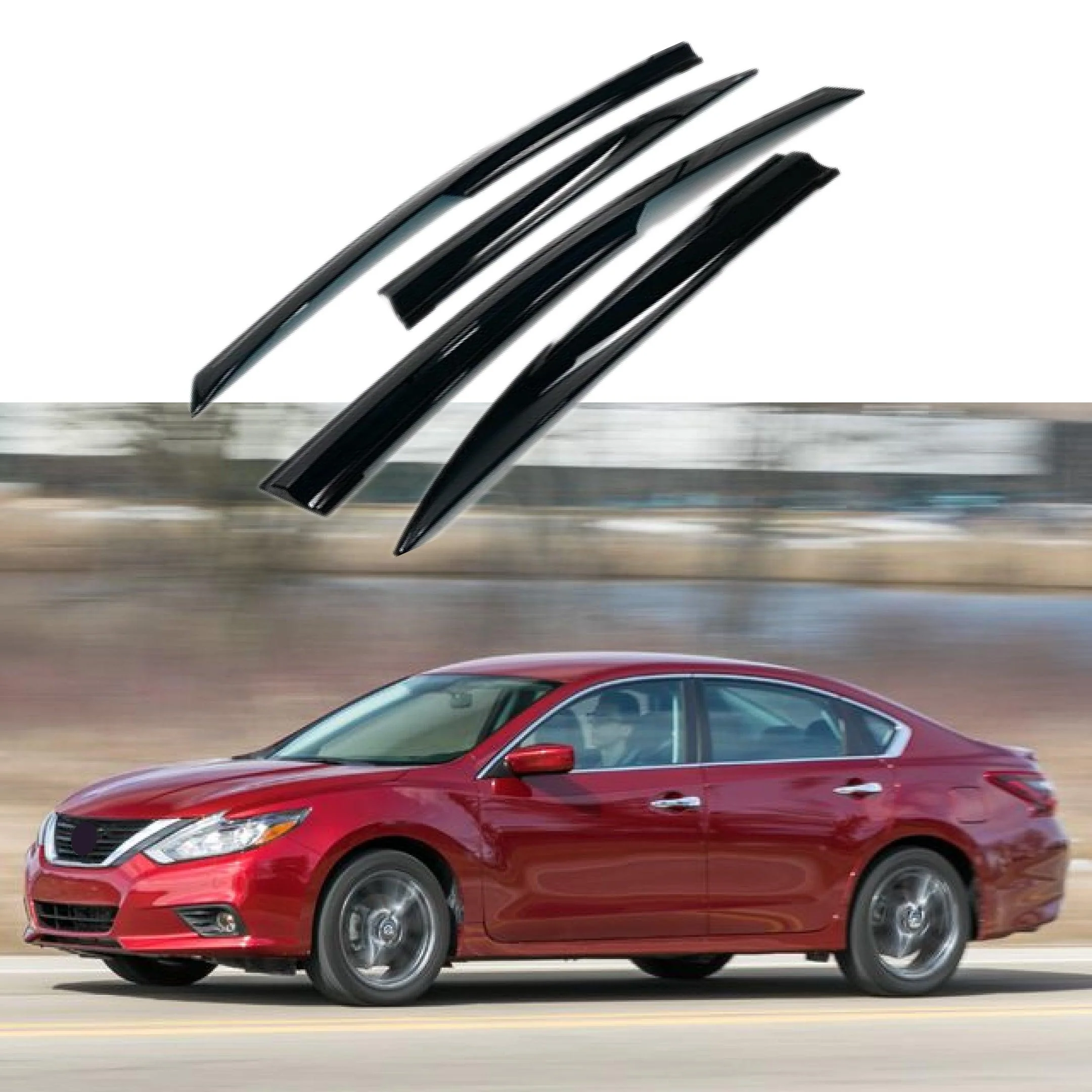 Fit 2013-2018 Nissan Altima 3D Mugen Style Vent Window Visors Rain Sun Wind Guards Shade Deflectors