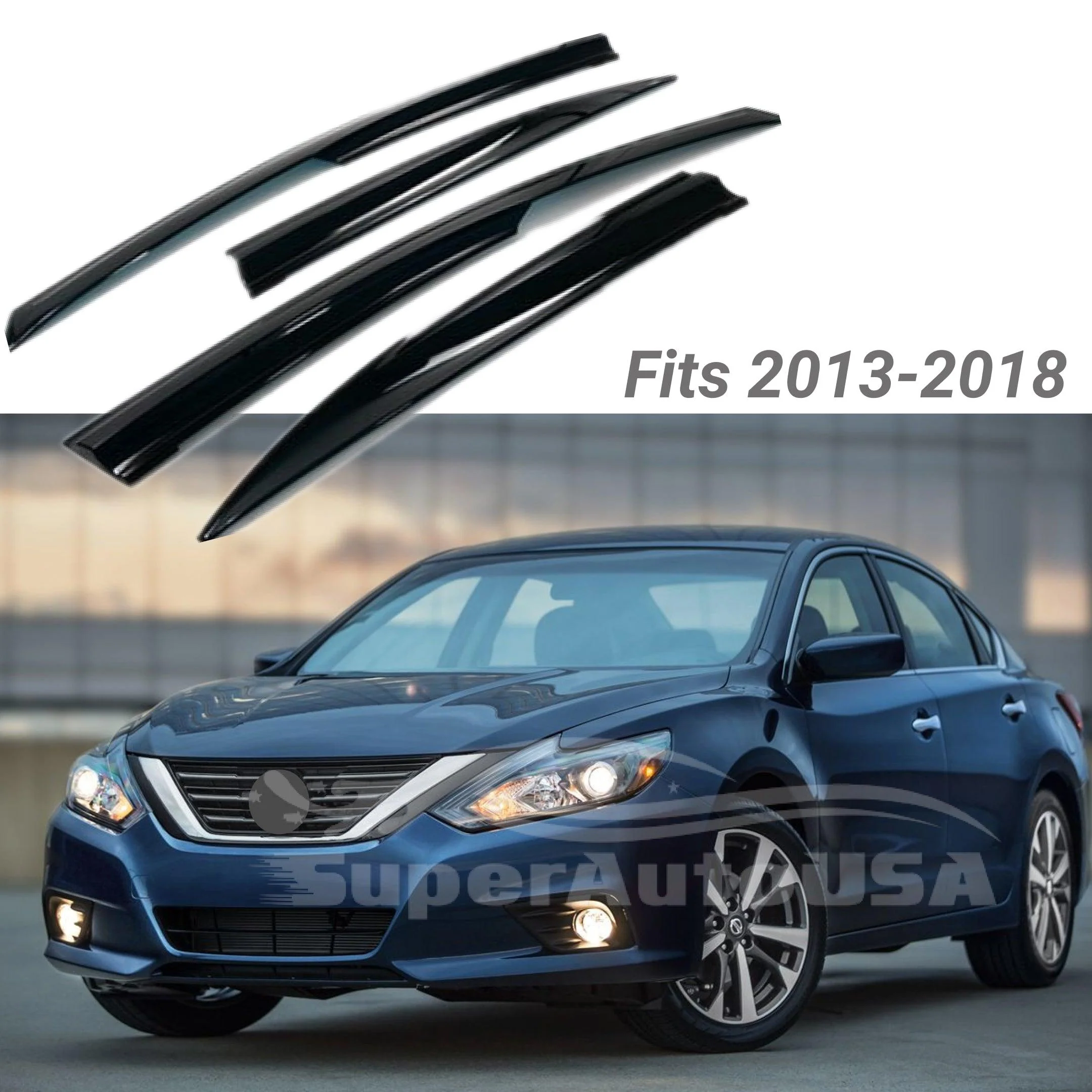 Fit 2013-2018 Nissan Altima 3D Mugen Style Vent Window Visors Rain Sun Wind Guards Shade Deflectors - Image 2