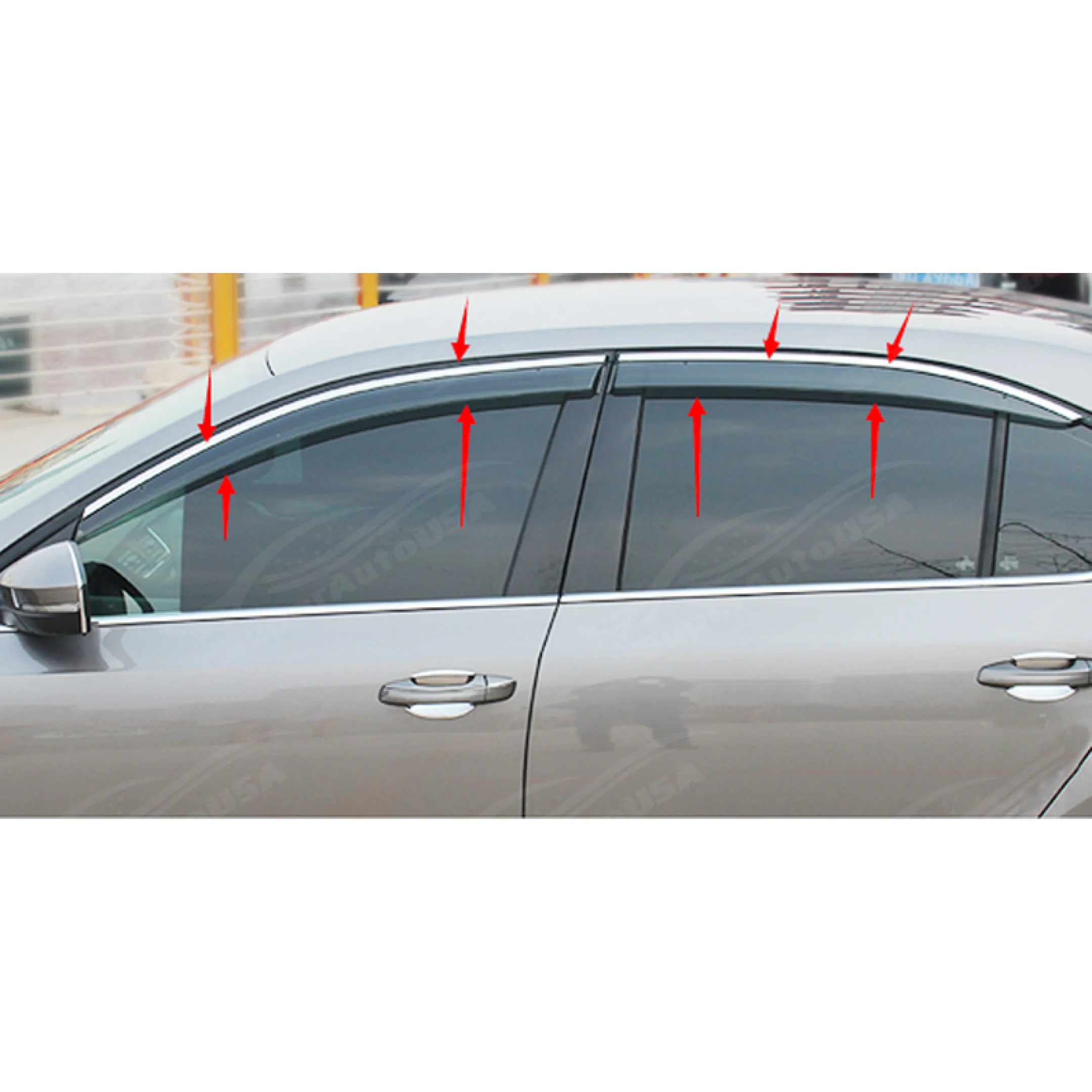 Fit 2019-2023 Nissan Altima Chrome Trim Vent Window Visors Rain Sun Wind Guards Shade Deflectors - Image 3