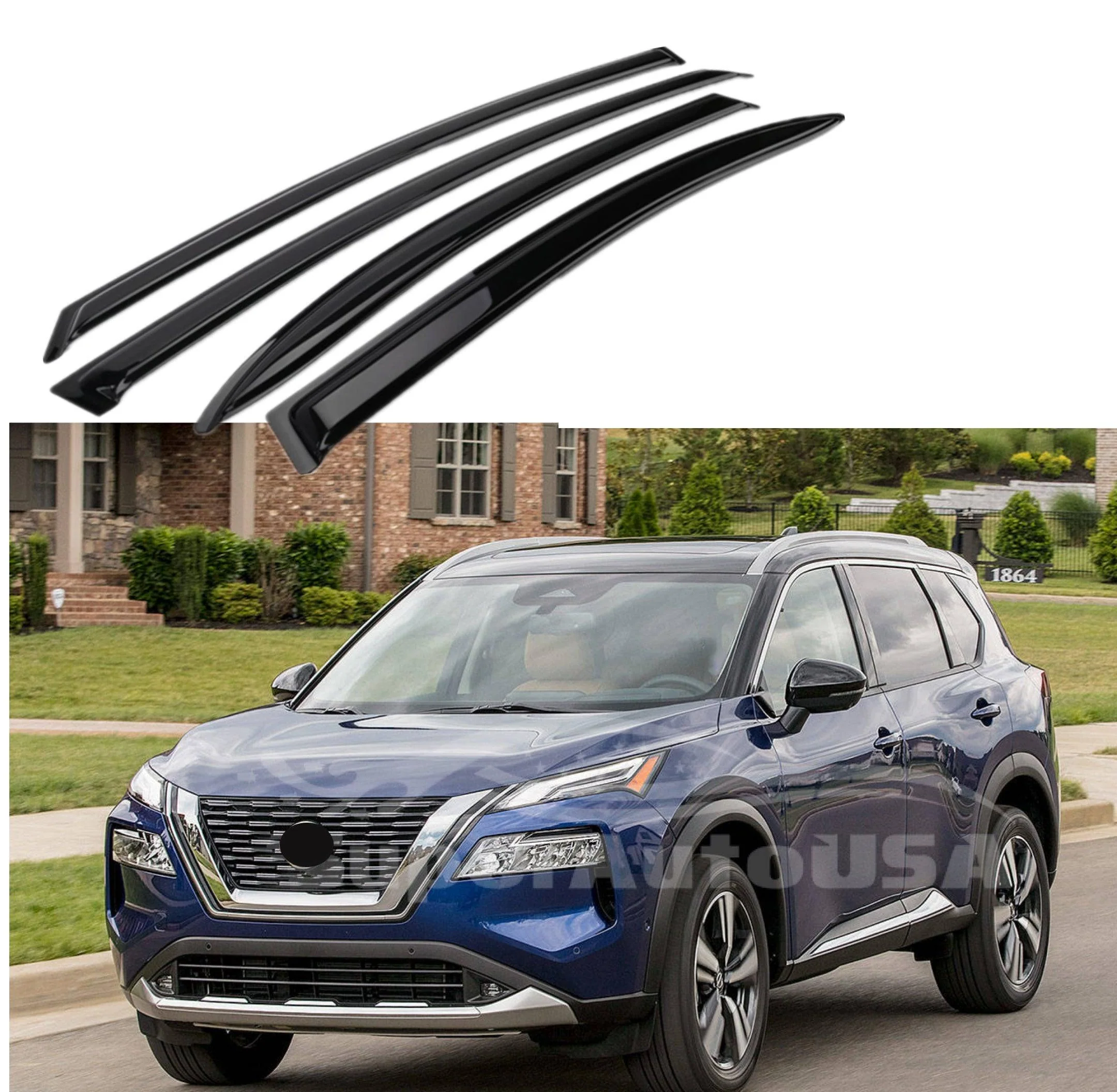 Fit 2021-2024 Nissan Rogue Vent Window Visors Rain Sun Wind Guards Shade Deflectors - Image 2