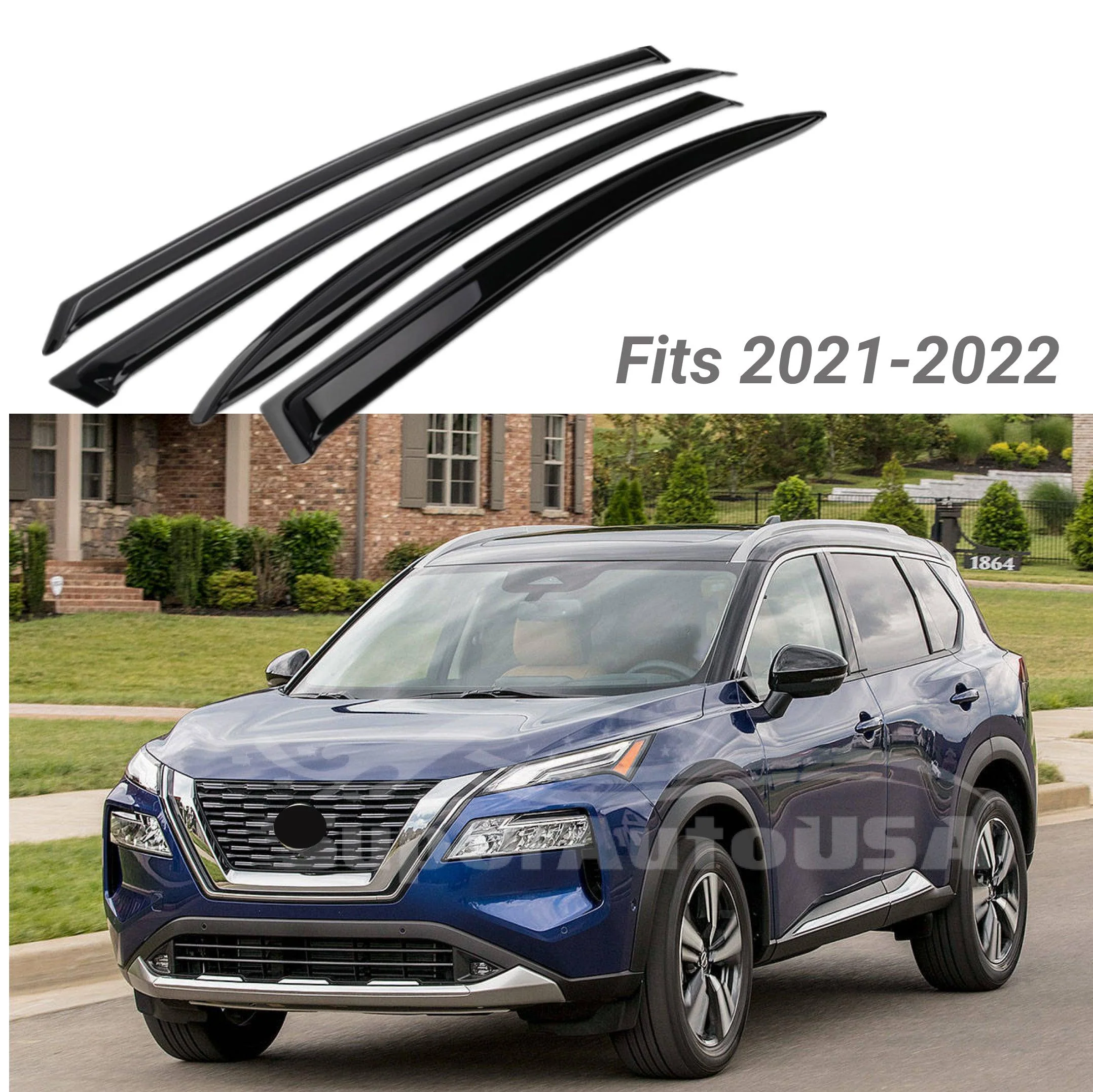 Fit 2021-2024 Nissan Rogue Vent Window Visors Rain Sun Wind Guards Shade Deflectors - Image 4