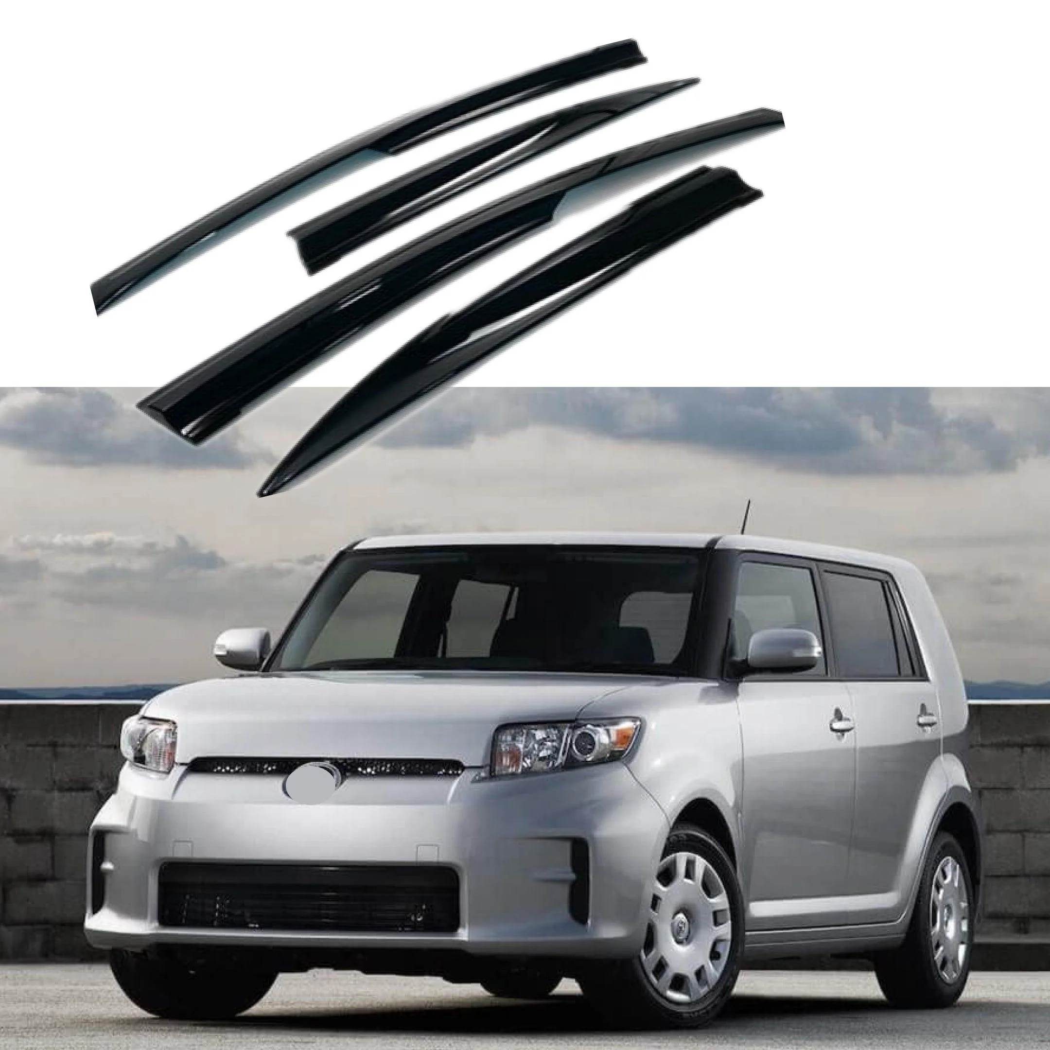 Fit 2008-2015 Scion xB 3D Mugen Style Vent Window Visors Rain Sun Wind Guards Shade Deflectors