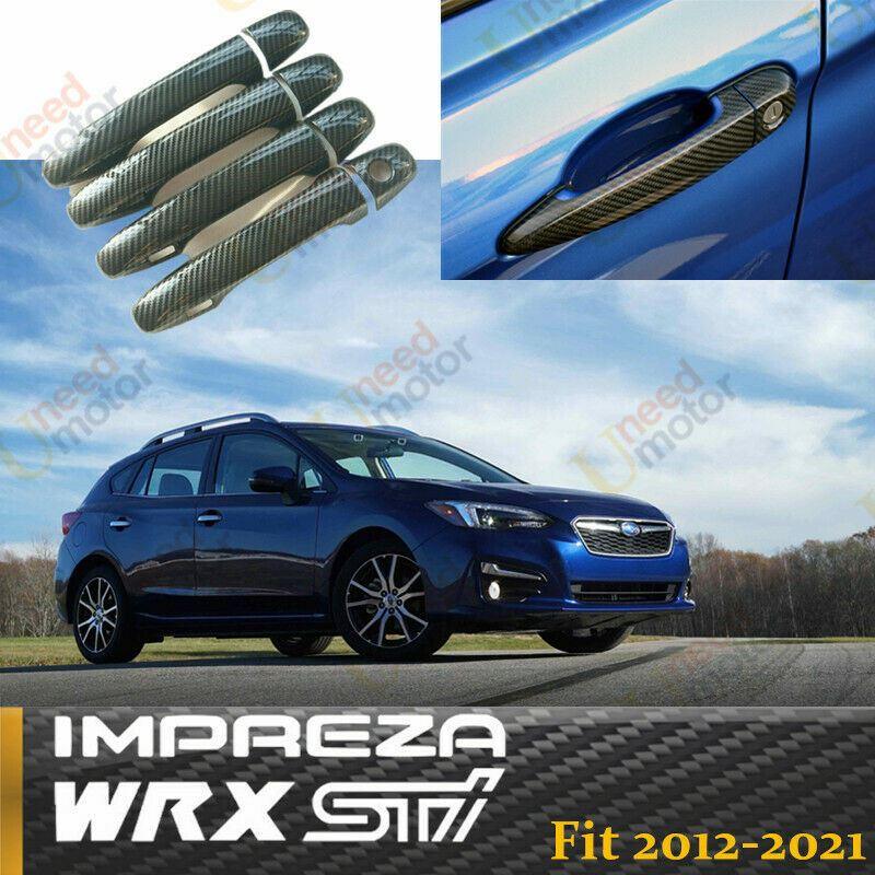 Fit 2012-2018 SUBARU Impreza Carbon Fiber Door Handle Cover Trim (Carbon Fiber Print, Smart Holes)