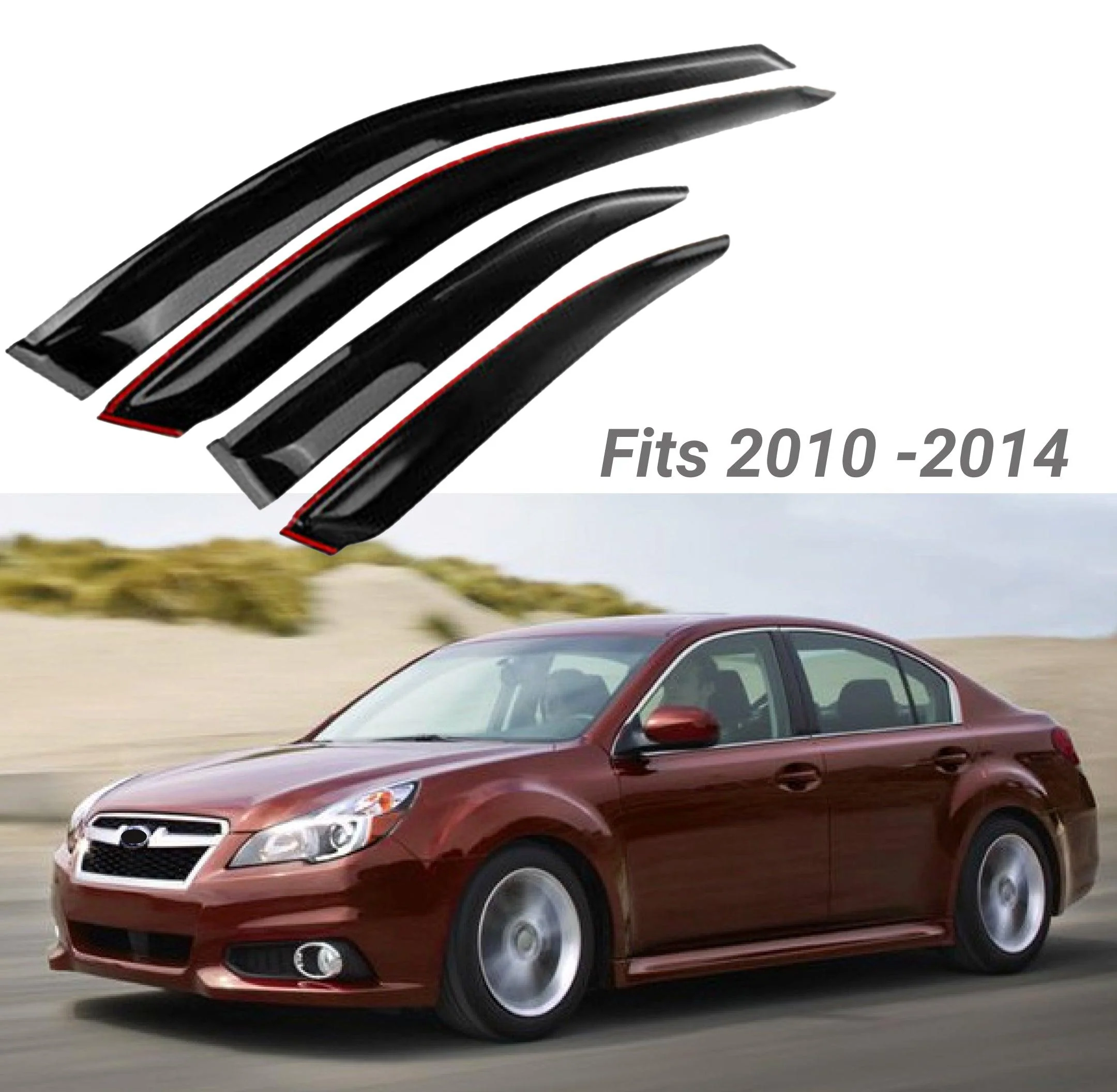 Fit 2010-2014 Subaru Legacy Out-Channel Vent Window Visors Rain Sun Wind Guards Shade Deflectors - Image 2