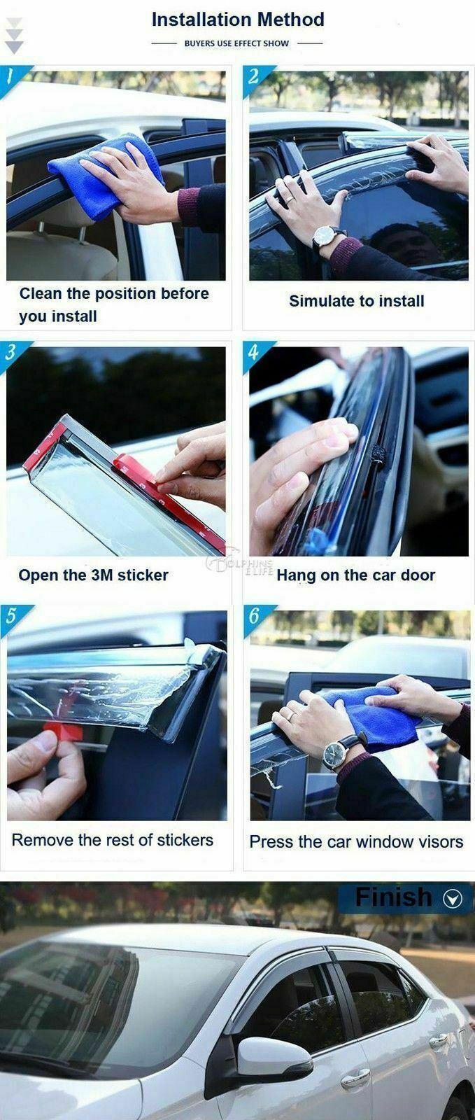 Fit 2015-2019 Subaru Outback Clip-On Chrome Trim Vent Window Visors Rain Sun Wind Guards Shade Deflectors - Image 7