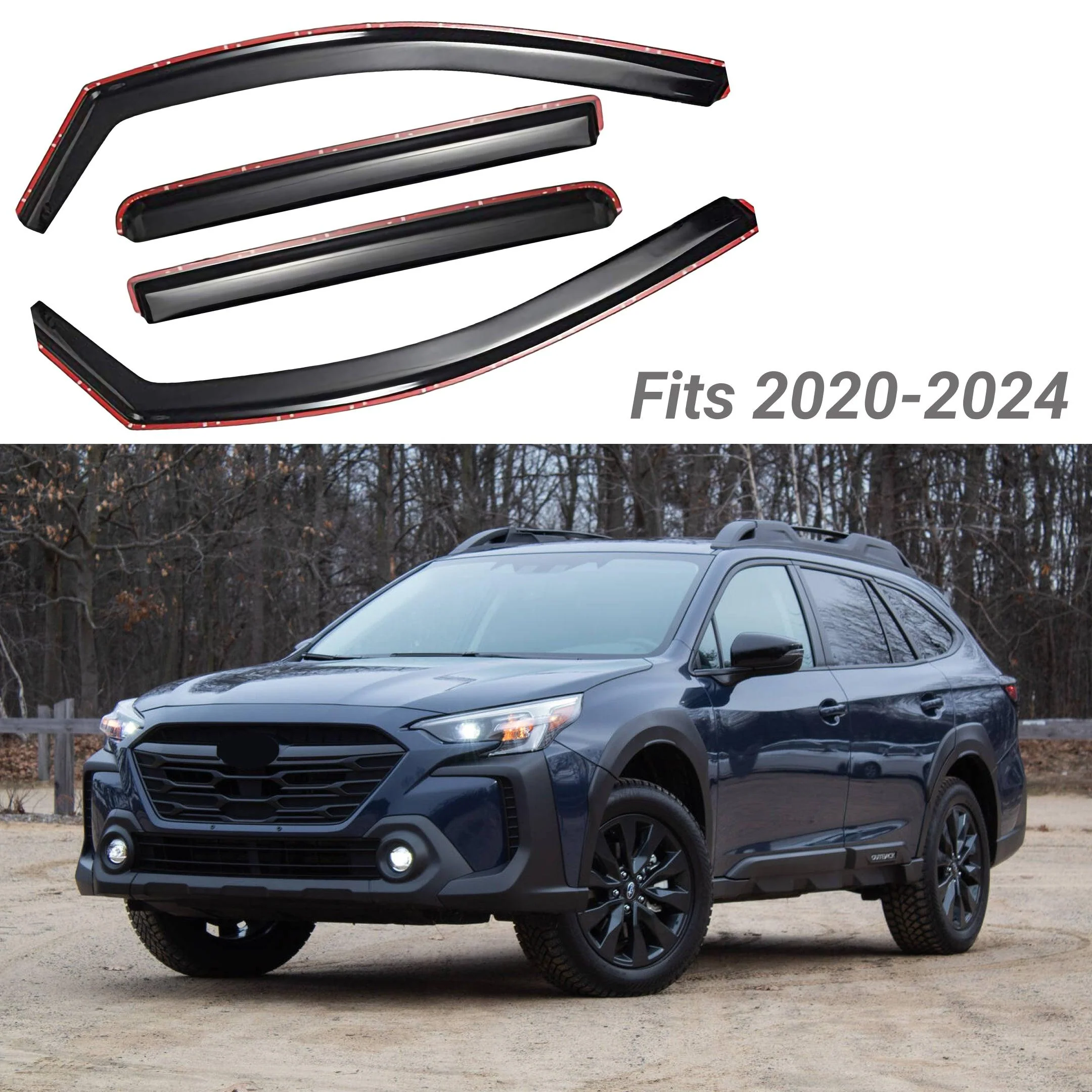 Fit 2020-2024 Subaru Outback Clip-On In-Channel Vent Window Visors Rain Sun Wind Guards Shade Deflectors