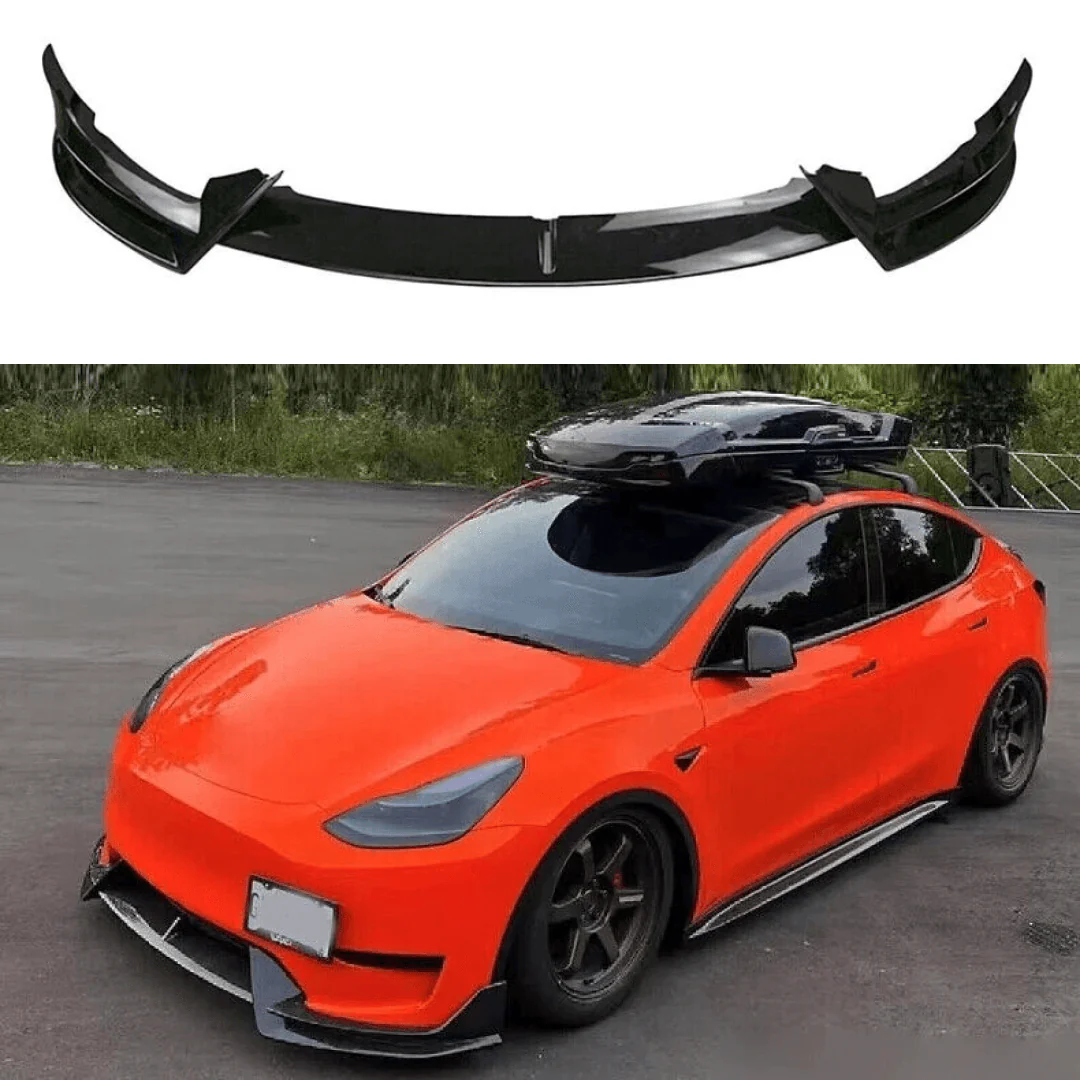 Fits Tesla Model Y 2020-2024 Carbon Fiber Print Front Lip Splitter