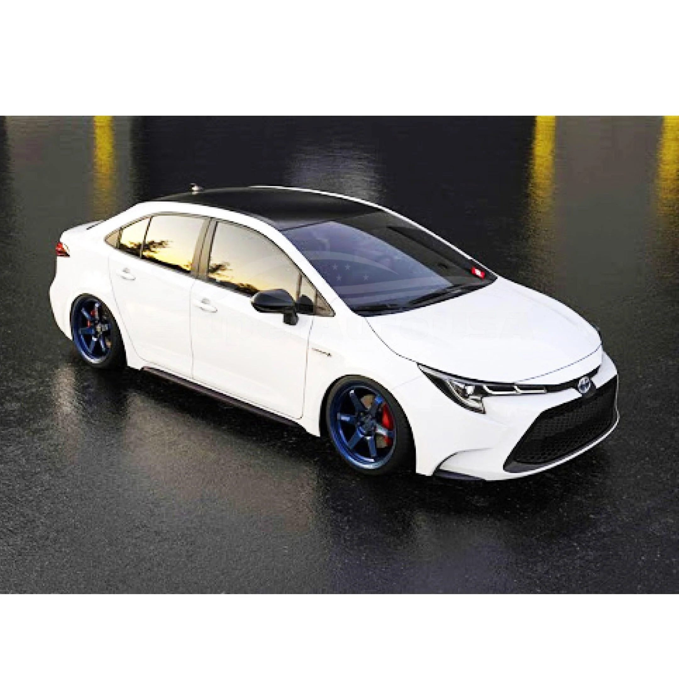 Fit 2014-2019 Toyota Corolla TRD PRO Style JDM Side Body Skirts (Glossy Black White) - Image 2