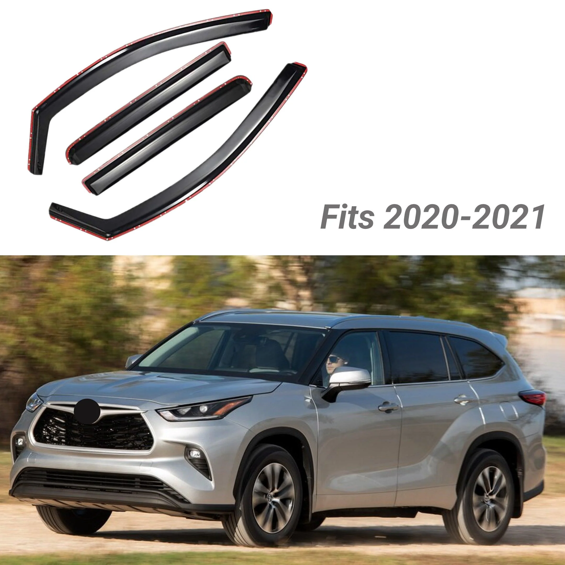 Fit 2020-2024 Toyota Highlander In-Channel Vent Window Visors Rain Sun Wind Guards Shade Deflectors - Image 2