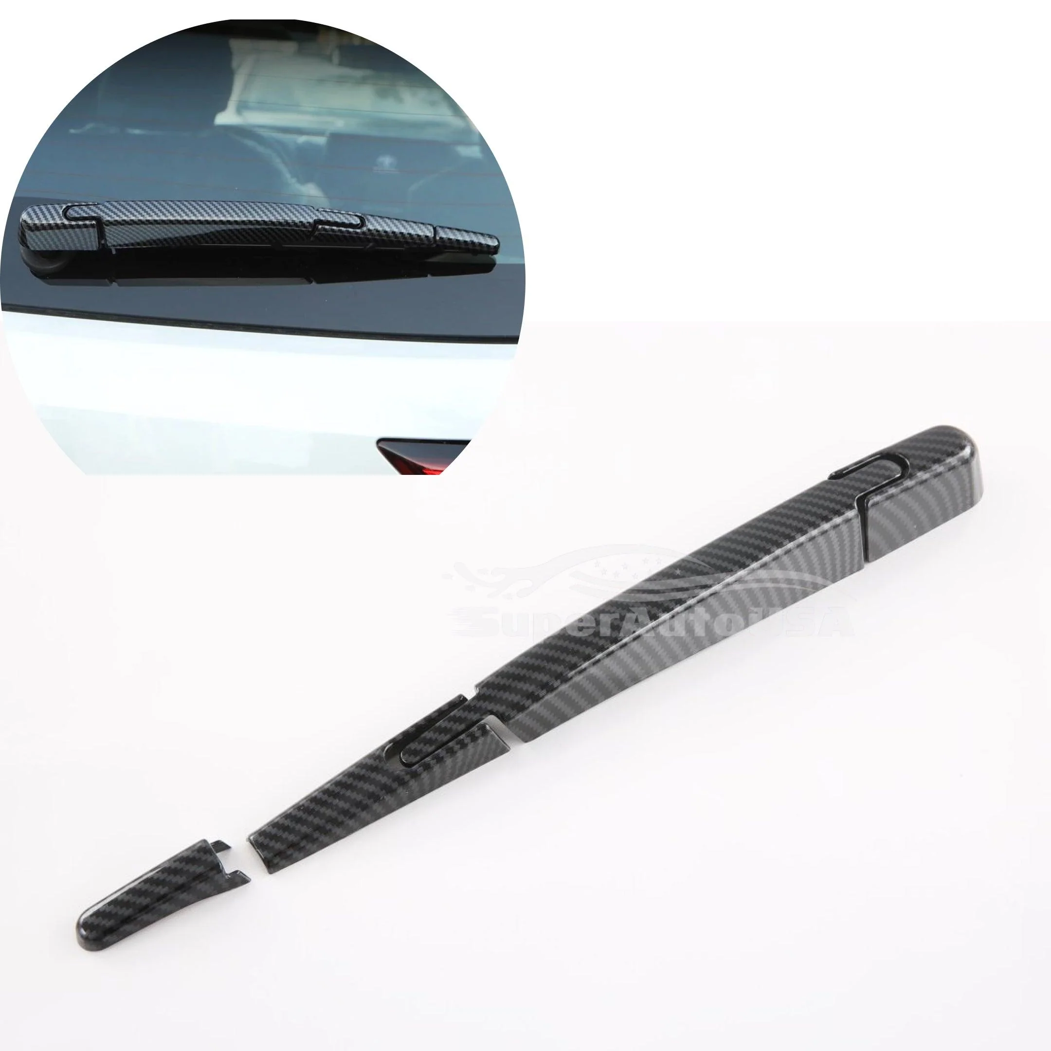Fits 2020-2022 Toyota Highlander Rear Window Rain Wiper Decorative Cover Trim (Carbon Fiber Print) - Image 2