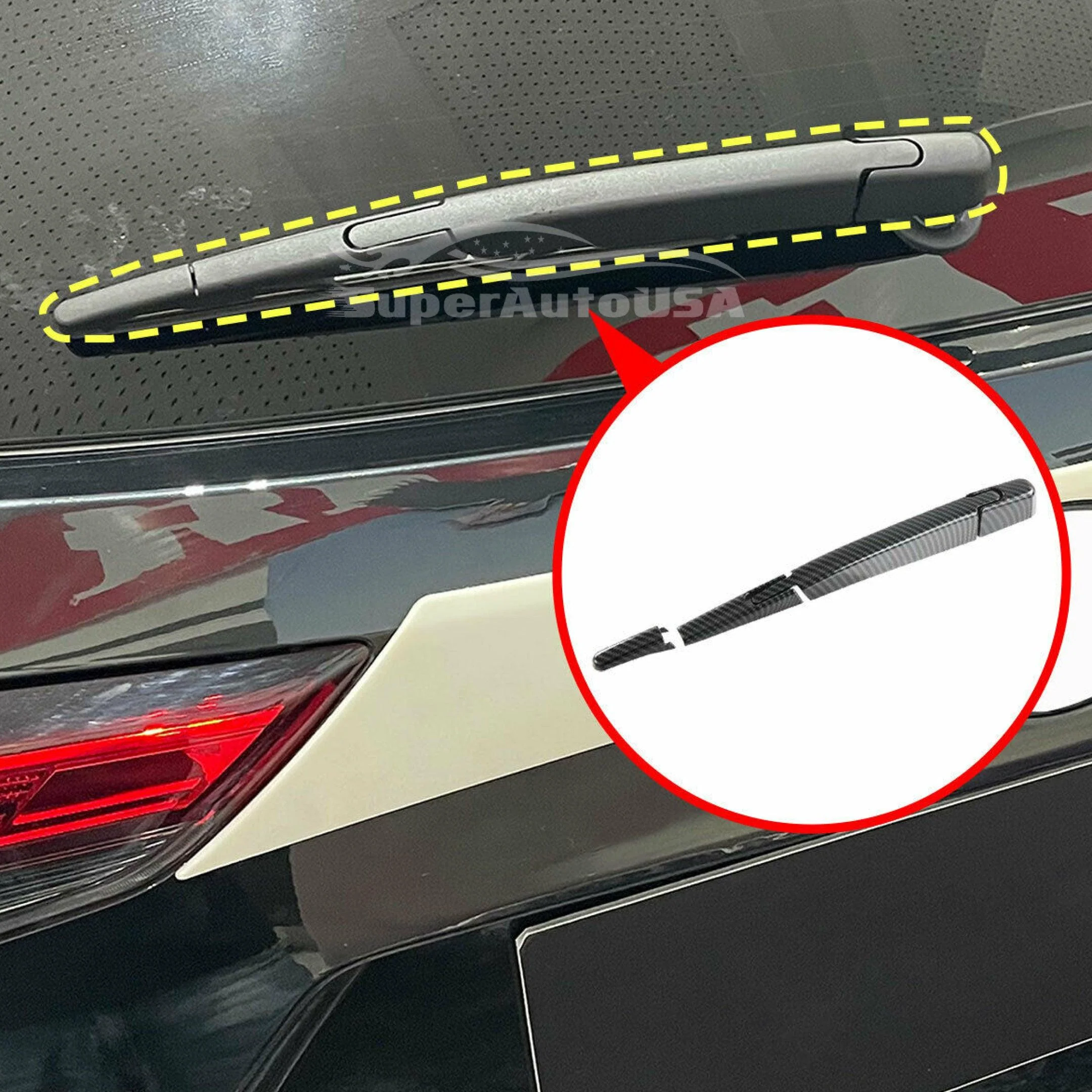Fits 2020-2022 Toyota Highlander Rear Window Rain Wiper Decorative Cover Trim (Carbon Fiber Print) - Image 7