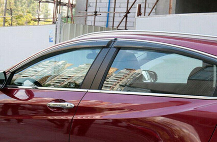 Fit 2010-2015 Toyota Prius Clip-On Chrome Trim Vent Window Visors Rain Sun Wind Guards Shade Deflectors - Image 3