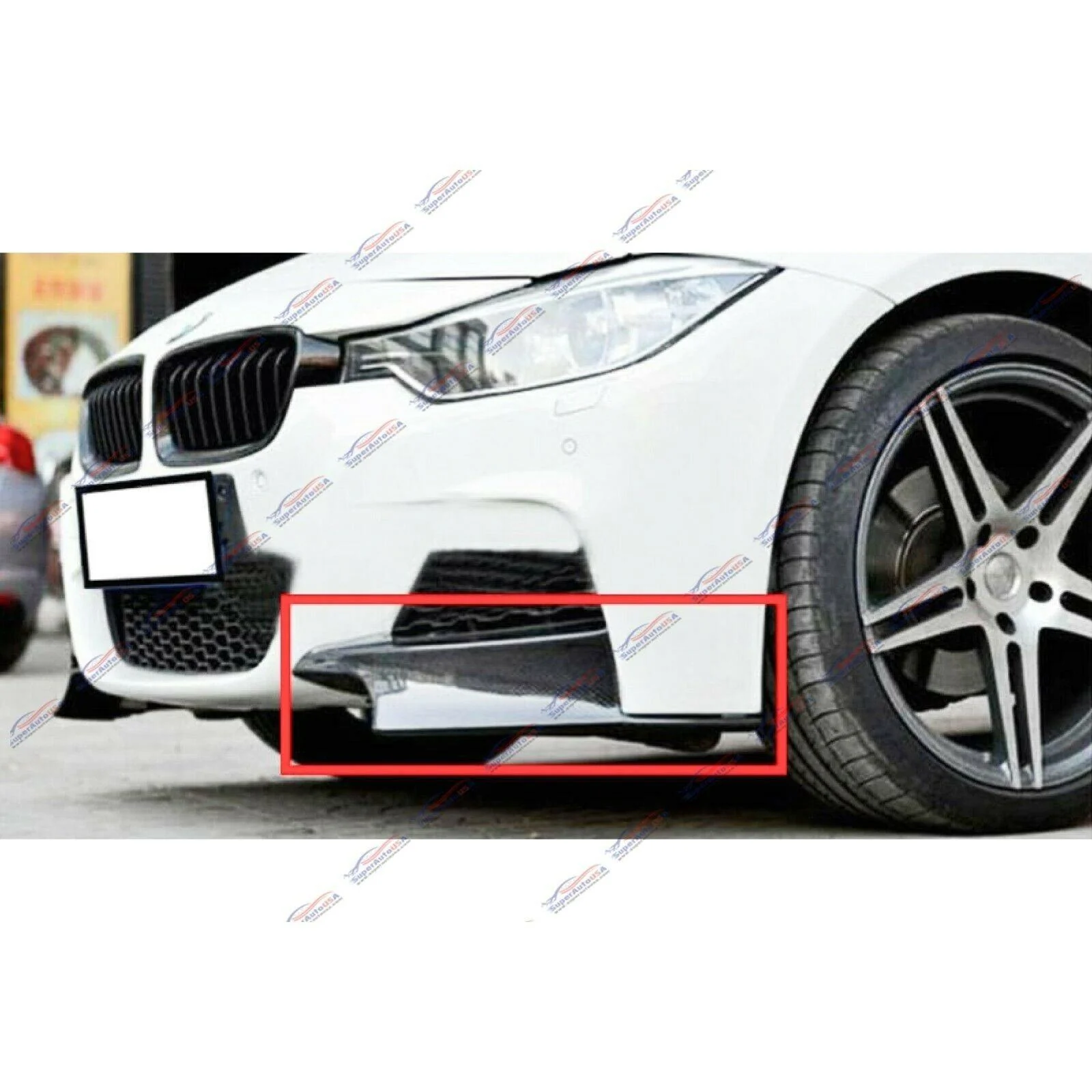 Fit 2012-2018 BMW 3 Series F30 M-Sport Front Lip Corner Splitters (Carbon Fiber Print) - Image 5