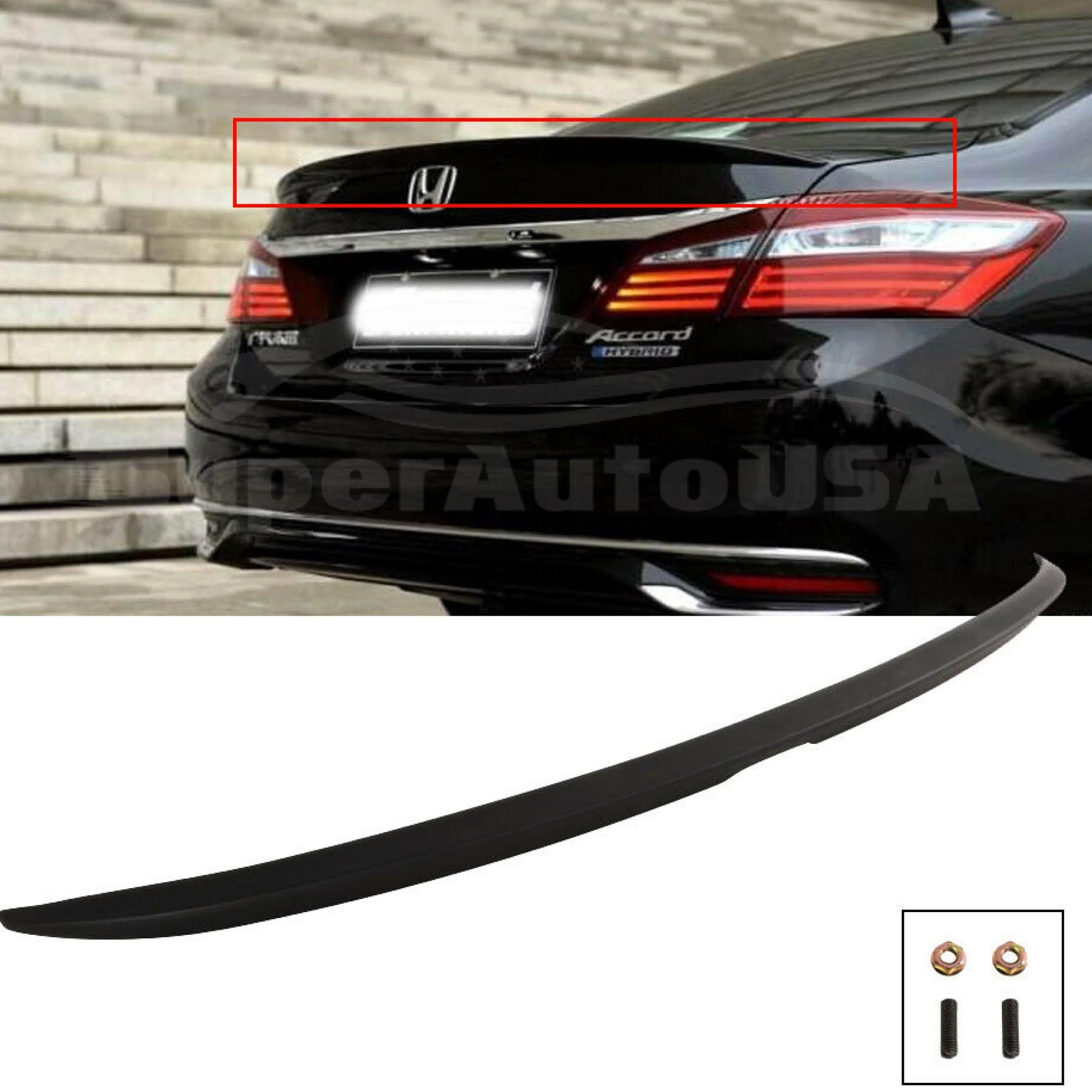 Fit 2013-2017 ACCORD 4DR SPORT TRUNK LID SPOILER WING (Painted #NH731P Crystal Black ) - Image 2