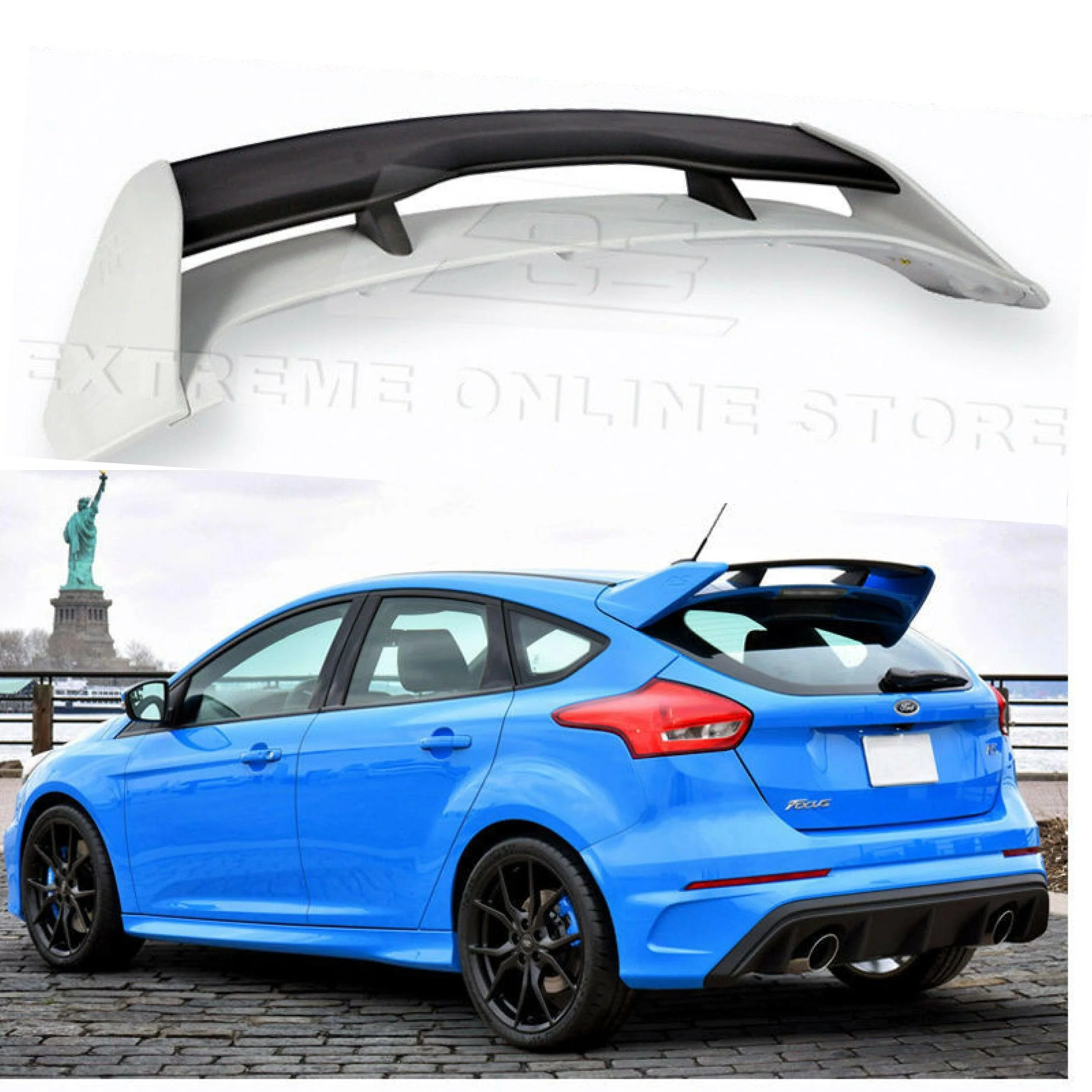 For 2012-2018 Ford Focus Hatchback RS Style PRIMER BLACK Rear Roof Wing Spoiler - Image 2