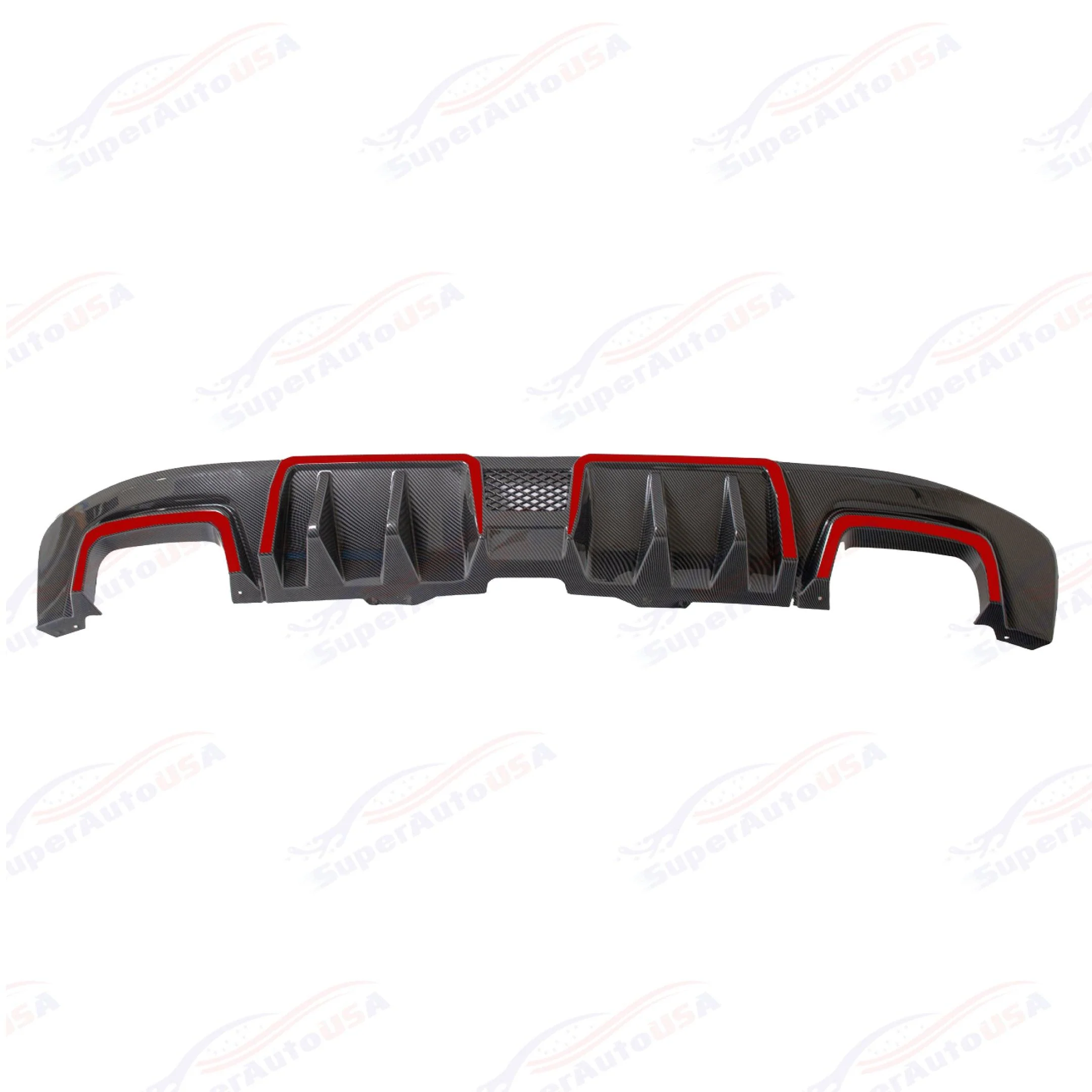 2015-2021 Subaru WRX STI VA - Front Lip, Side Skirts & Rear Diffuser Set - Gloss Black w/ Red Trim (8pc) - Image 10