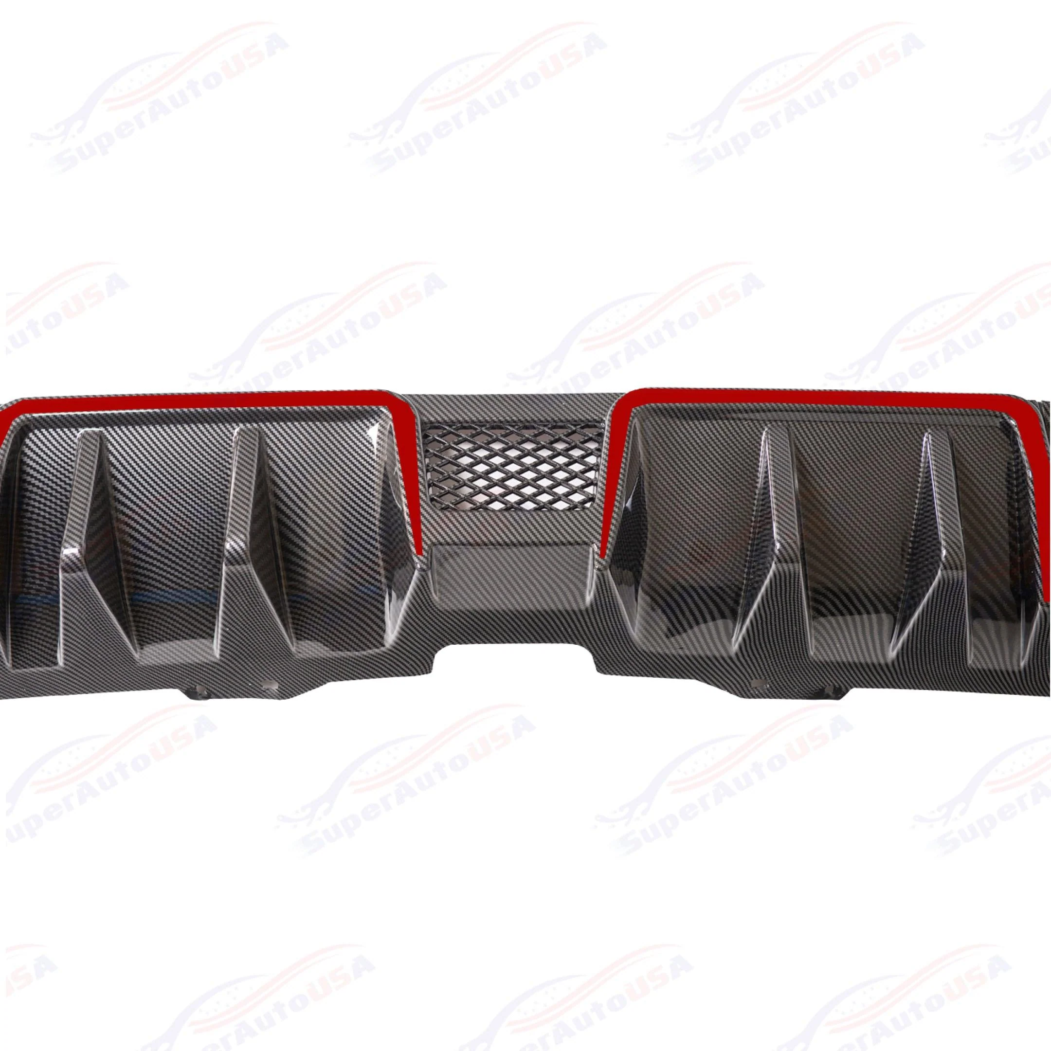 2015-2021 Subaru WRX STI VA - Front Lip, Side Skirts & Rear Diffuser Set - Gloss Black w/ Red Trim (8pc) - Image 9