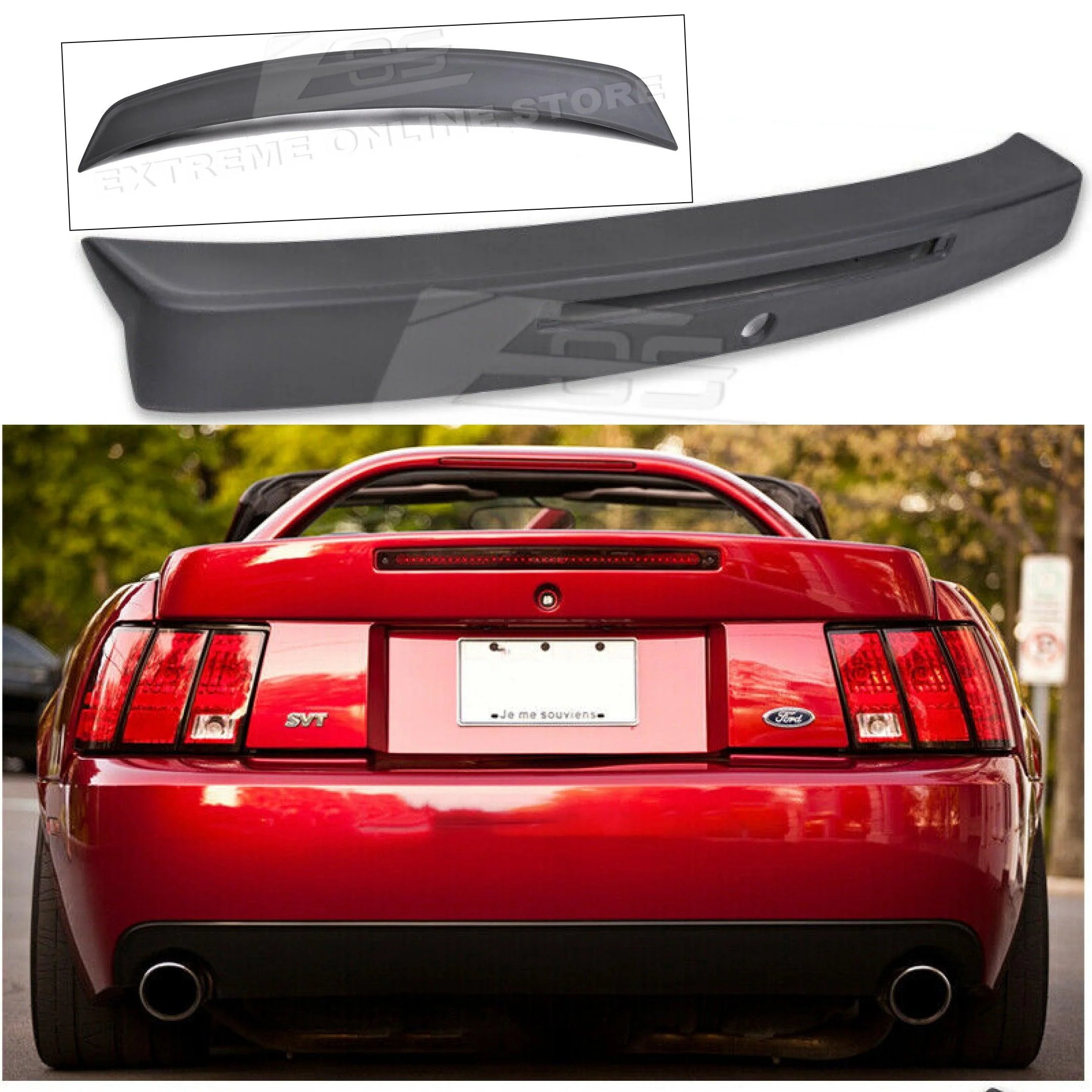 For 1999-2004 Ford Mustang CBR Style Rear Trunk Wing Spoiler - Brake Light Insert