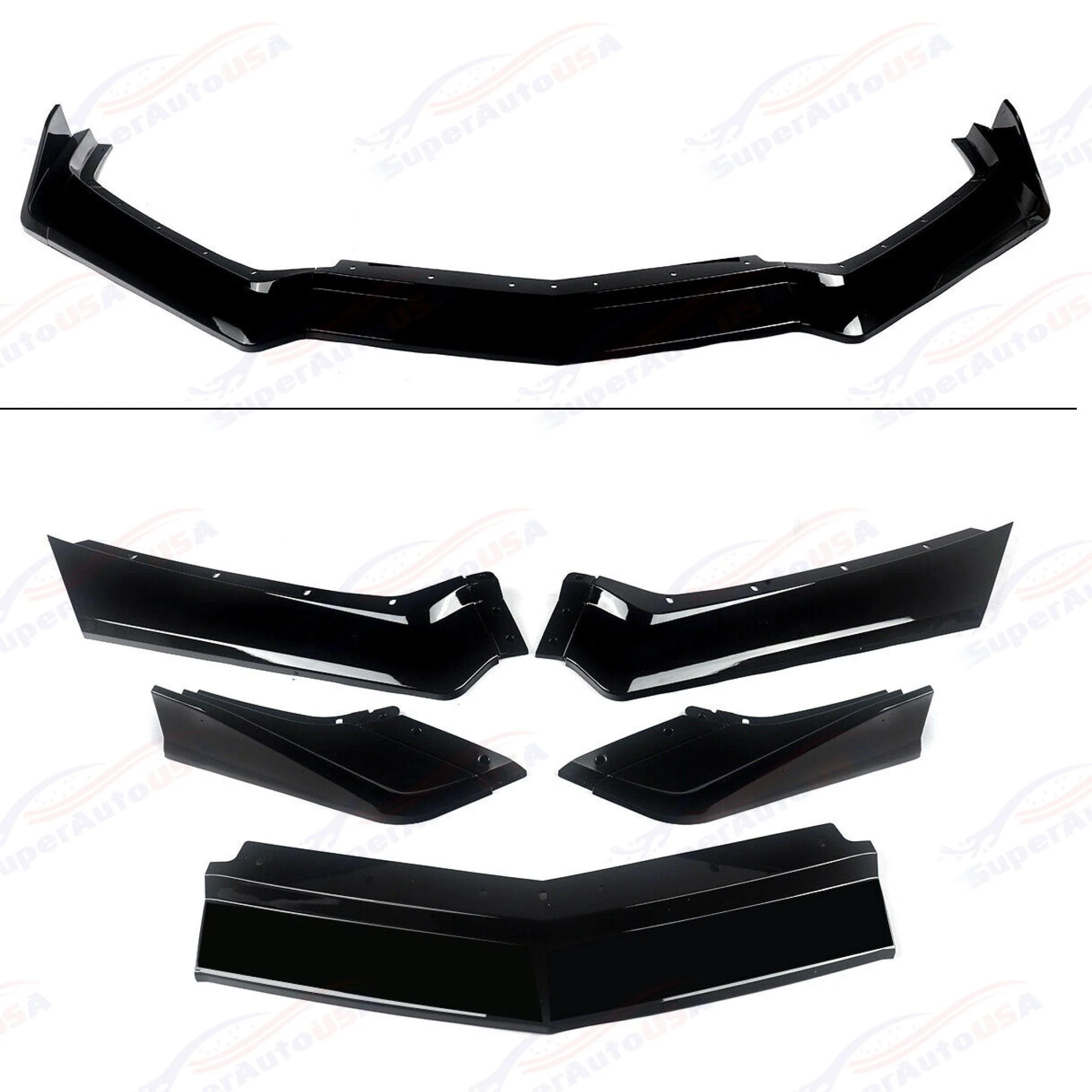 2020+ Chevrolet Corvette C8 Stingray - Z51 Style Side Skirts + Front Lip Set - Gloss Black - Image 5