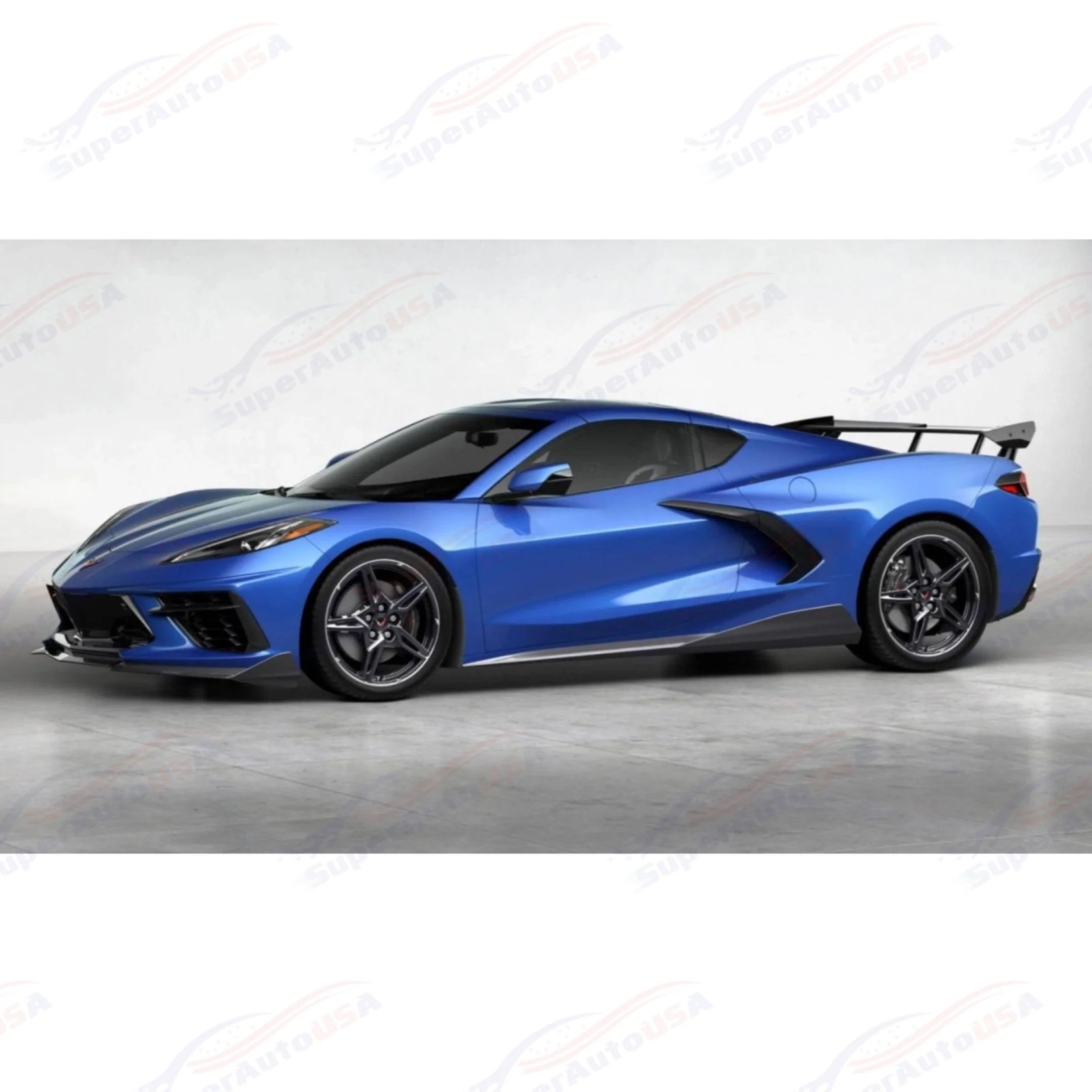 2020+ Chevrolet Corvette C8 Stingray - Z51 Style Side Skirts + Front Lip Set - Gloss Black - Image 8